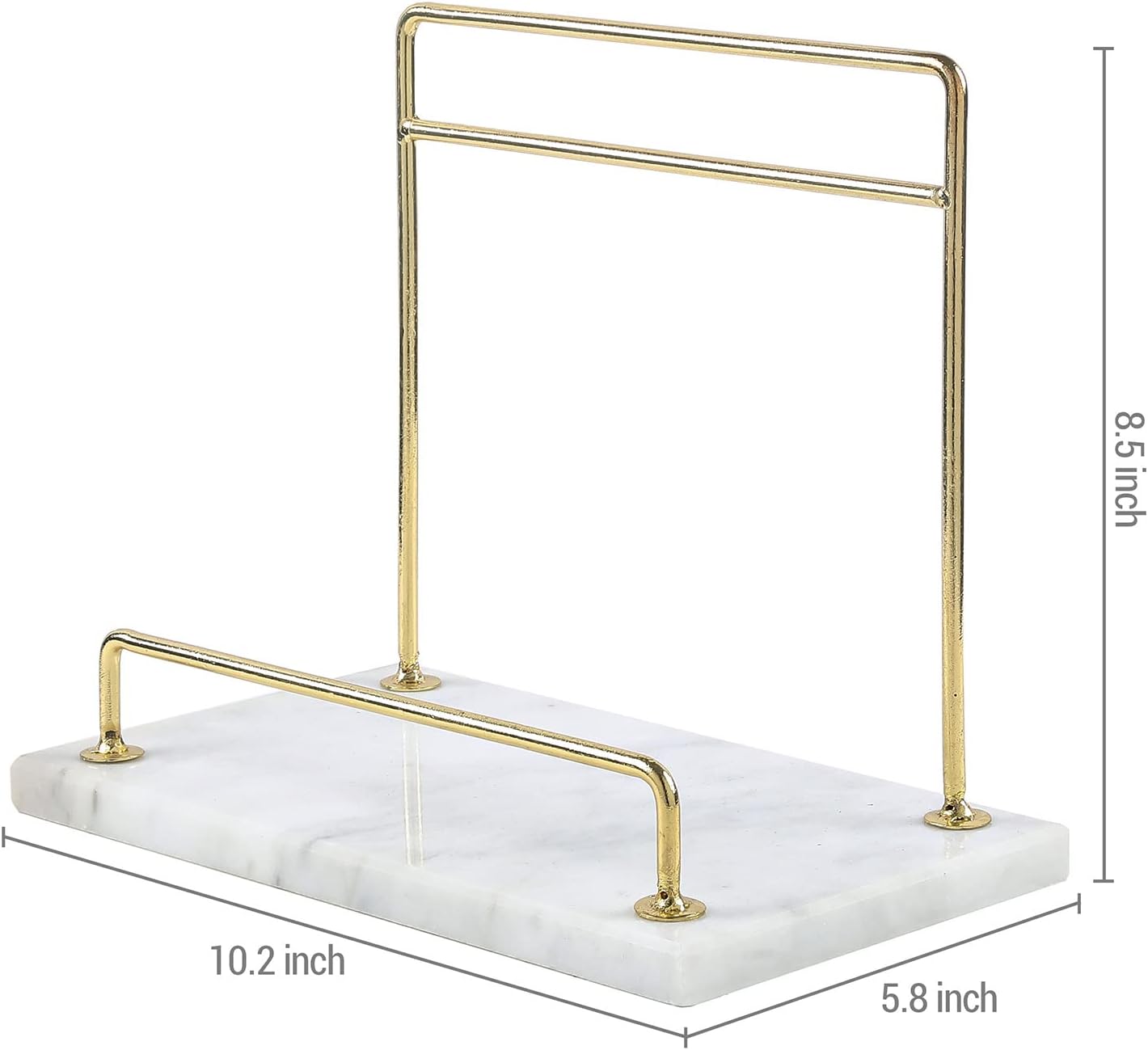 MyGift Modern Marble Cookbook Stand with Brass Metal Rail