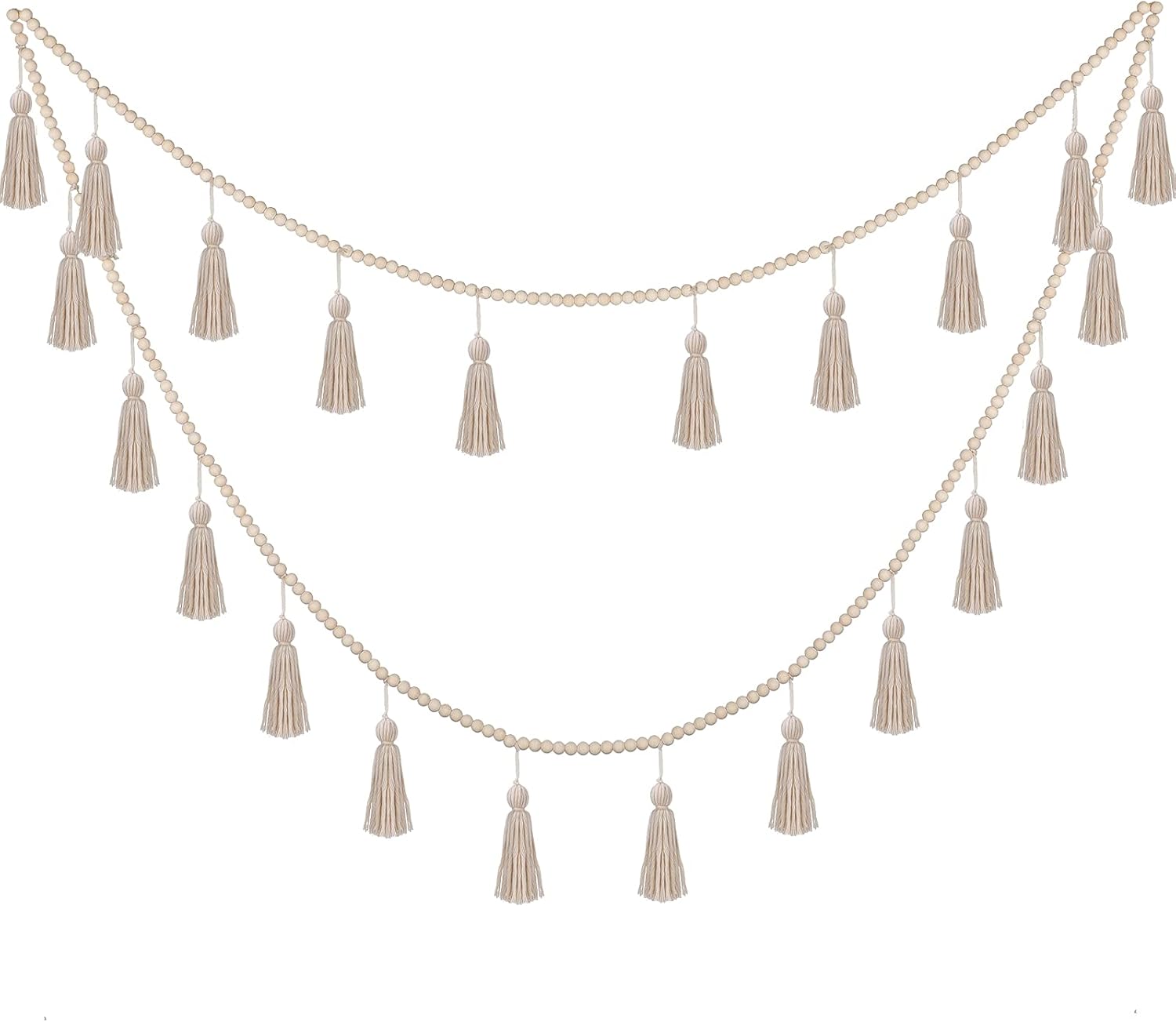 Janinka Boho Tassel Garland Wooden Bead Decor 98ft Wall Hanging