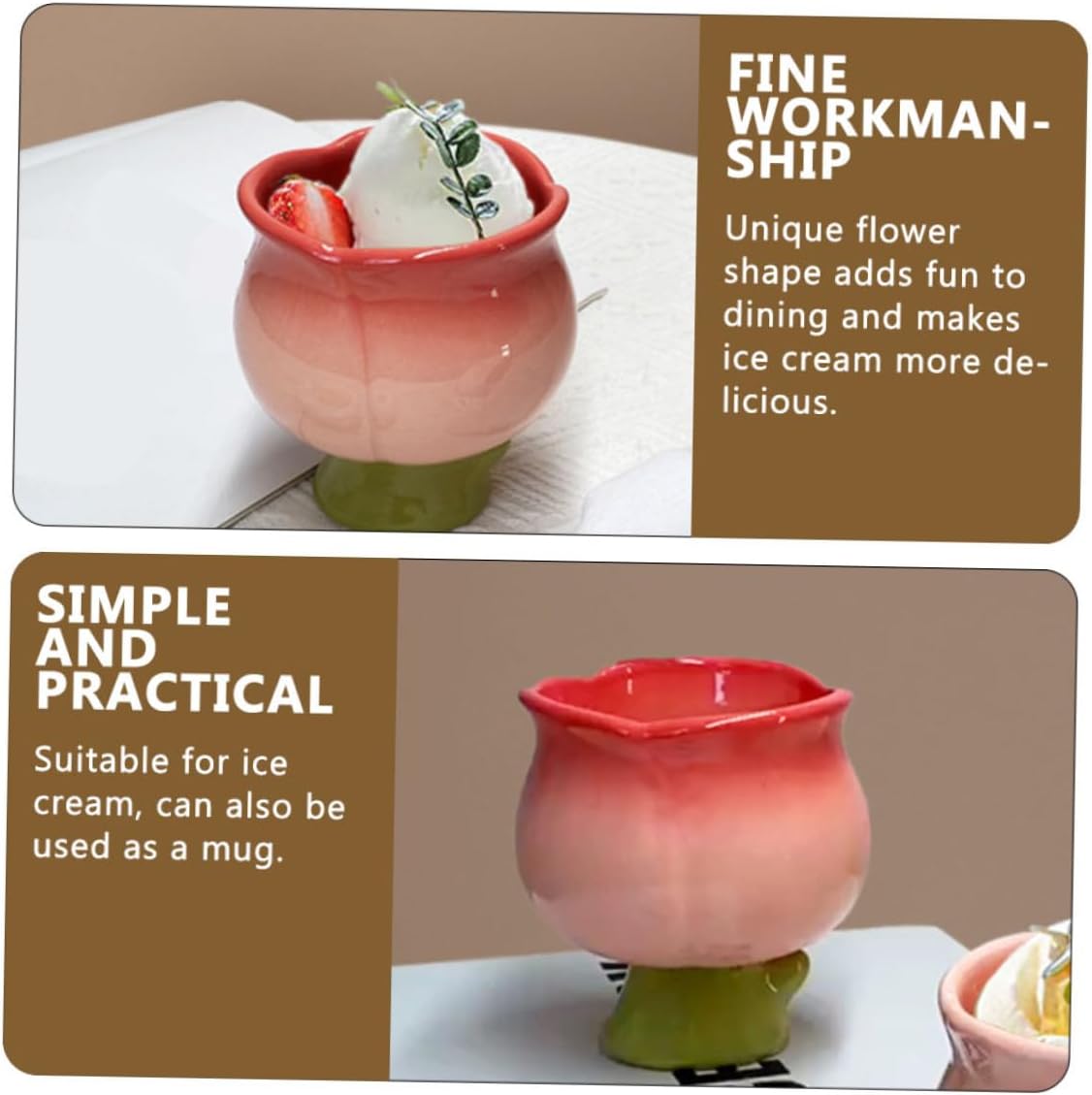 Floral Ceramic Dessert Bowl with Highfoot Design