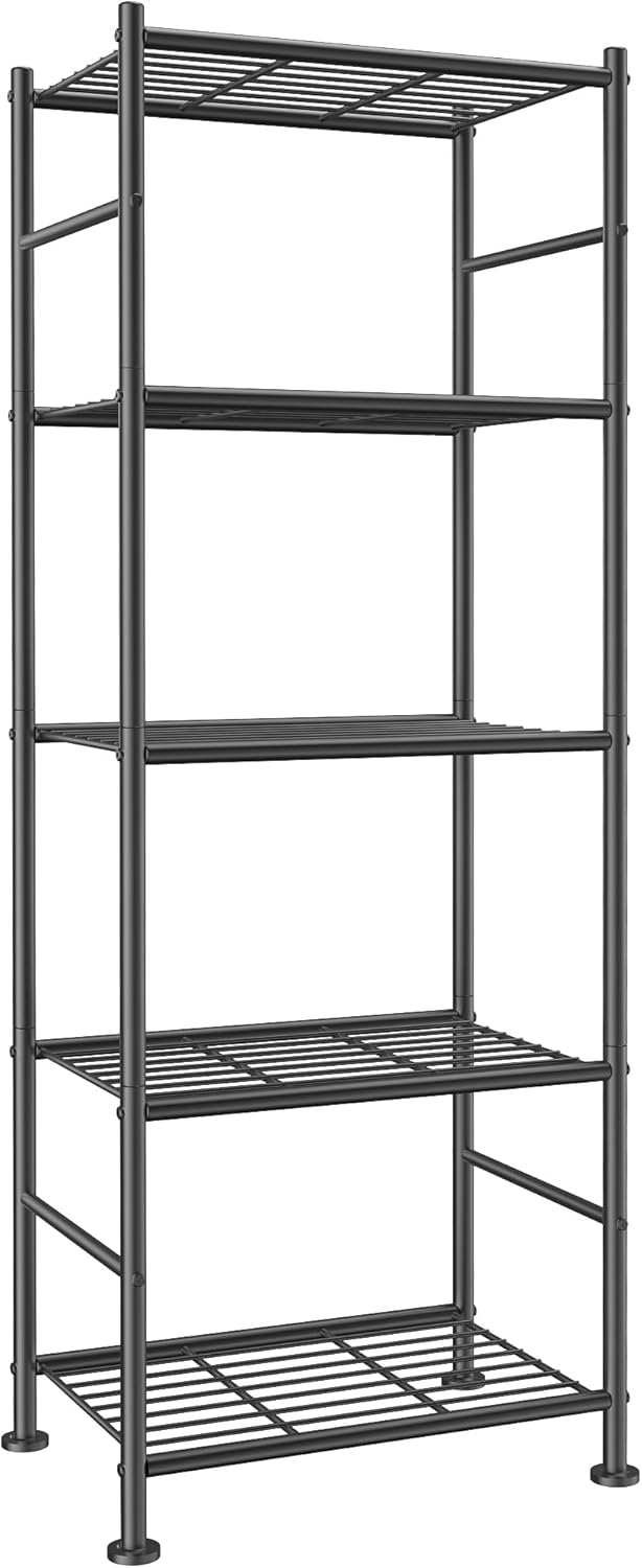Sakugi 5 Tier Metal Shelf Organizer Black 18x12x57