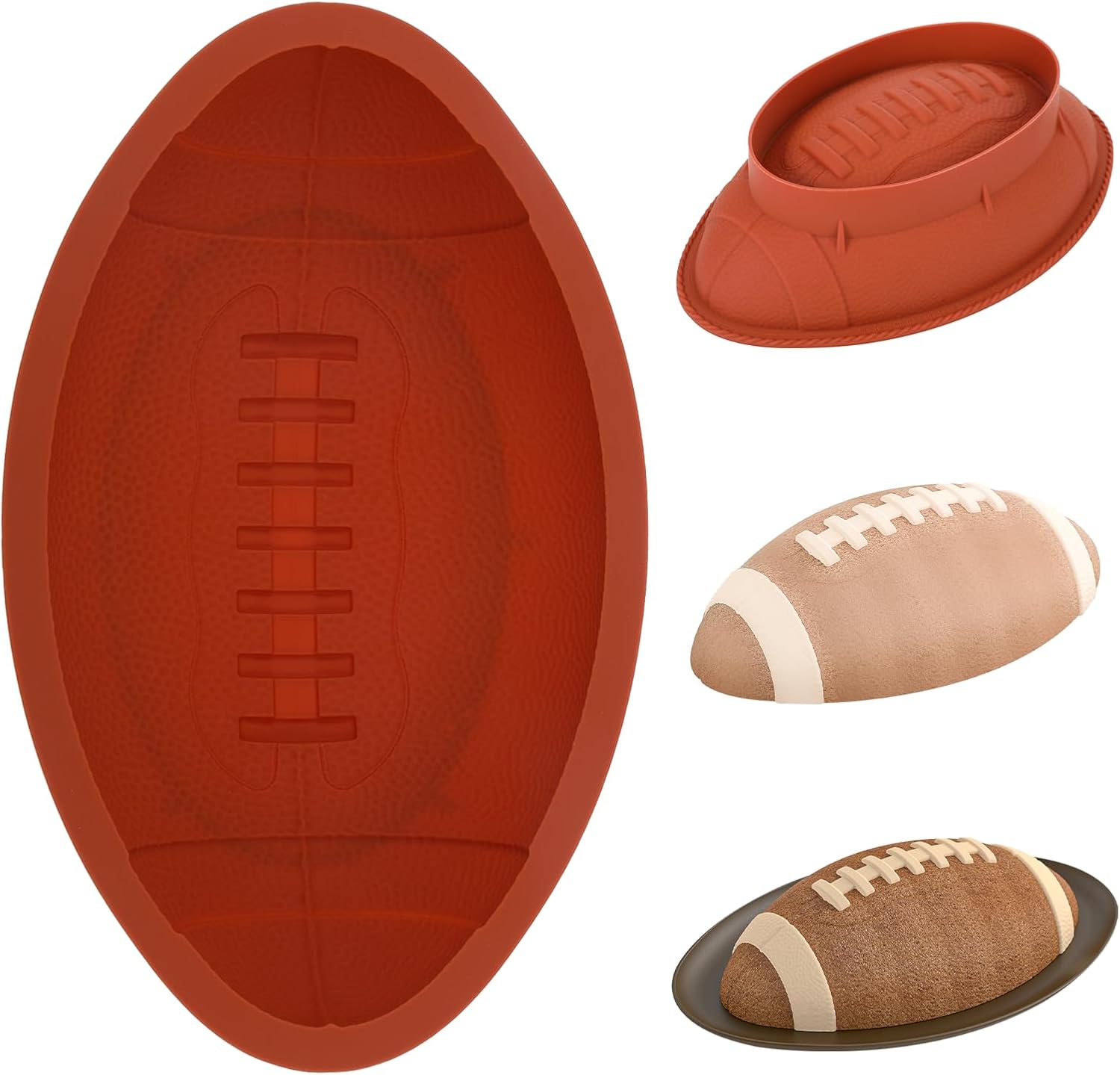 Football Cake Pan 105in Nonstick 3D Silicone Mold for Baking