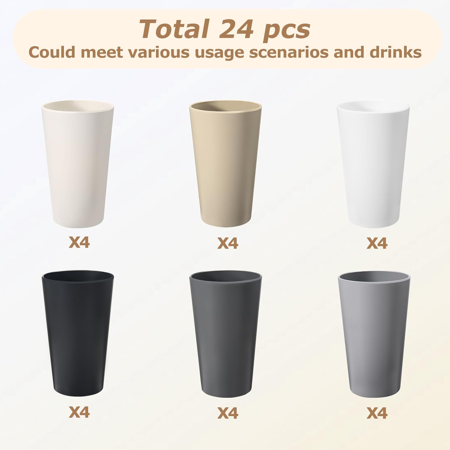 24 Pcs 20 Oz BPA-Free Plastic Cups Set