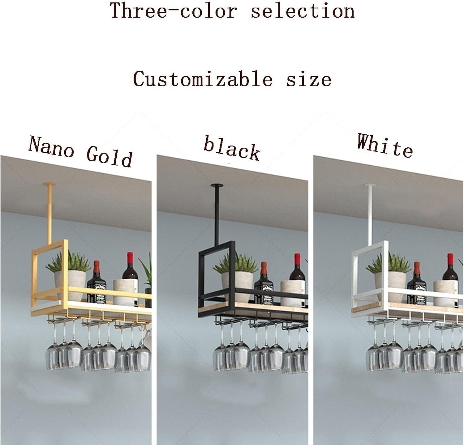 KOHARA Wall Mounted Wine Rack with Two Cup Holders