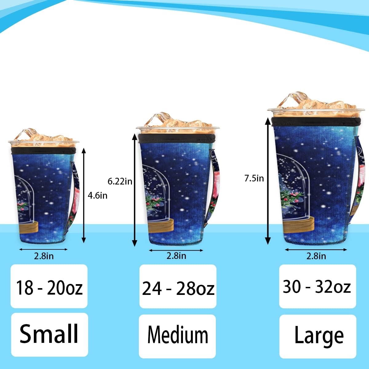 Reusable Iced Coffee Cup Sleeve With Handle Neoprene Insulator