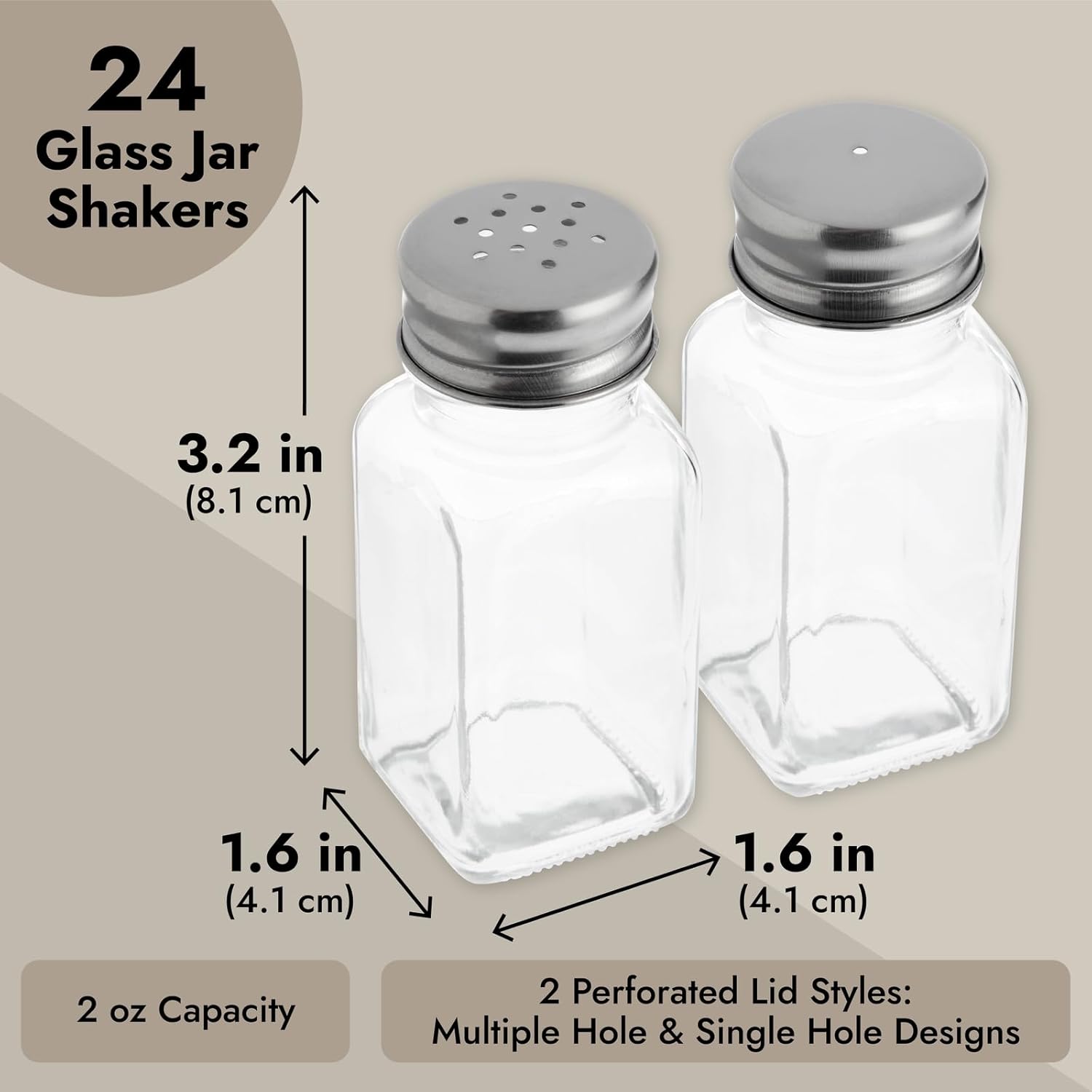 Juvale 24 Pack Glass Salt and Pepper Shakers Set