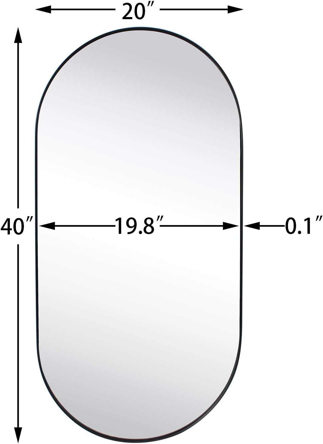 TEHOME Brushed Gold Oval Wall Mirror 20x40 Inch