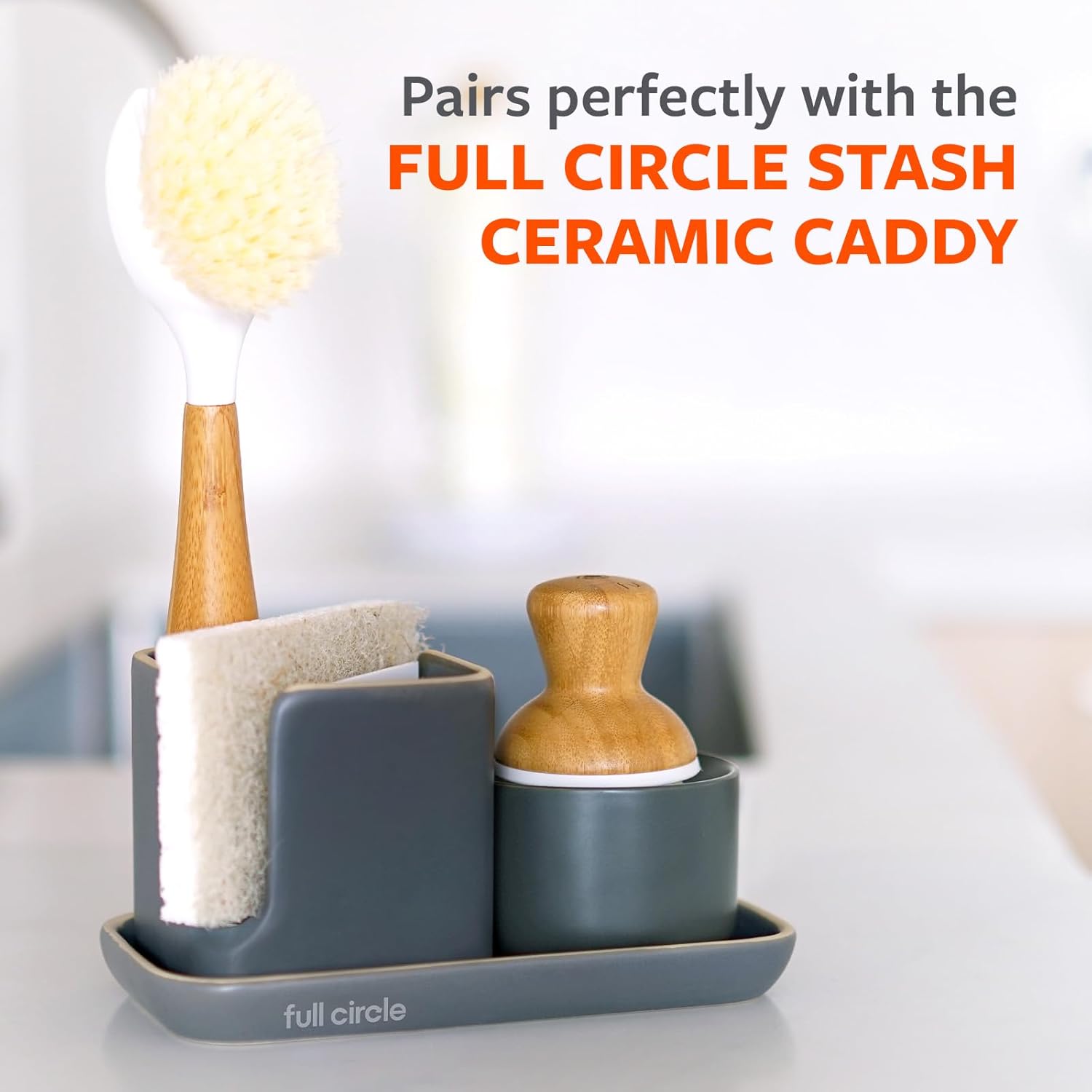 Full Circle Bubble Up Brush with Dispenser Gray