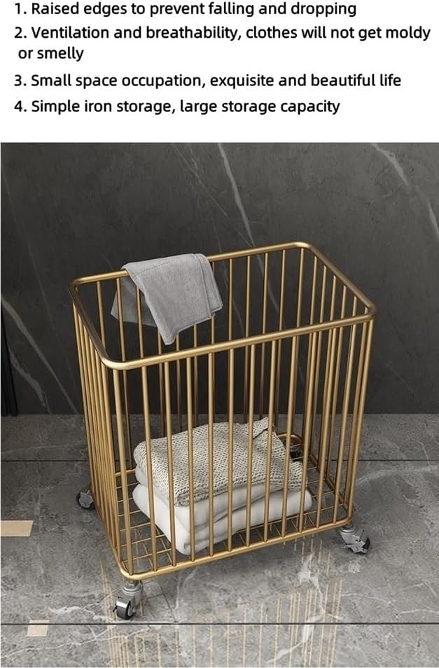 Floor Standing Storage Rack With Wheels and Laundry Basket