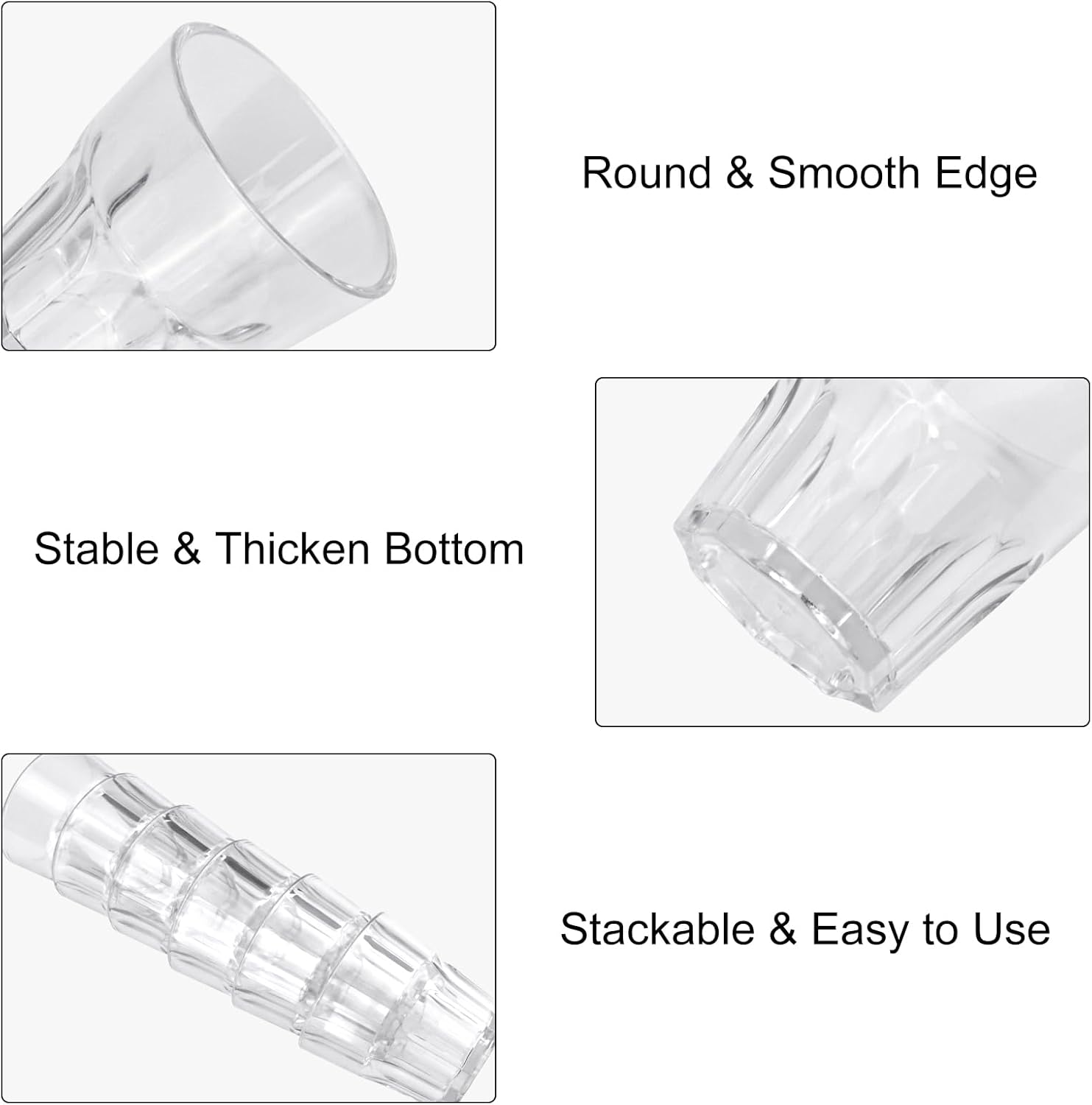 Plastic Water Glasses Set of 6 Shatterproof Tumblers for Kids
