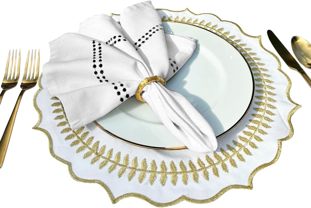 Black and White Cotton Napkins Set of 4