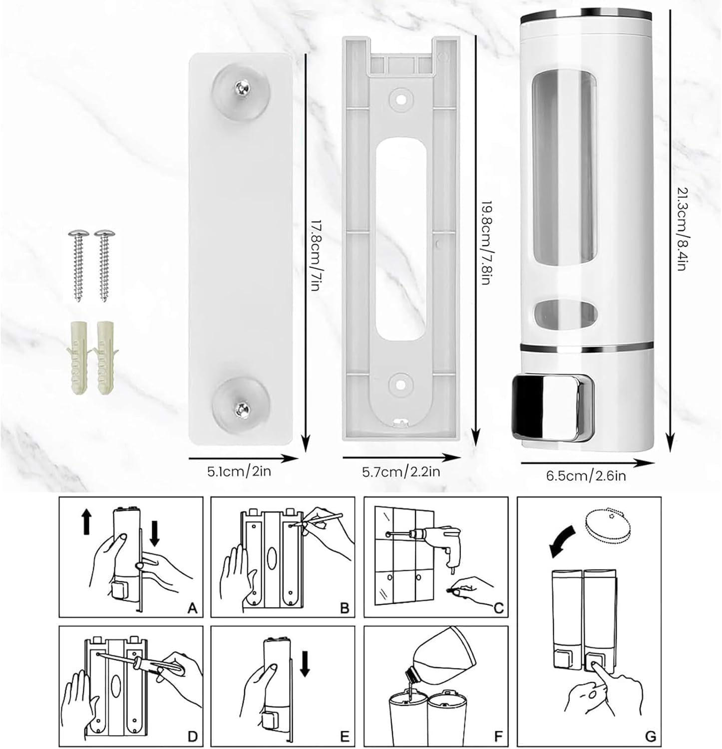 Single Wall Mounted Hand Soap Dispenser 135oz White