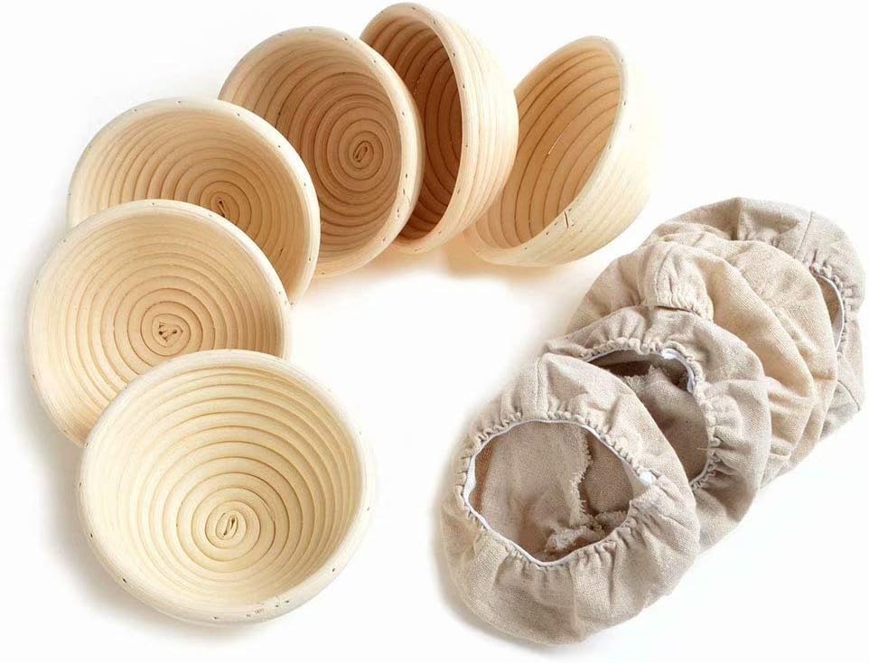 6-Pack 5 Inch Sourdough Baking Basket with Linen Liner