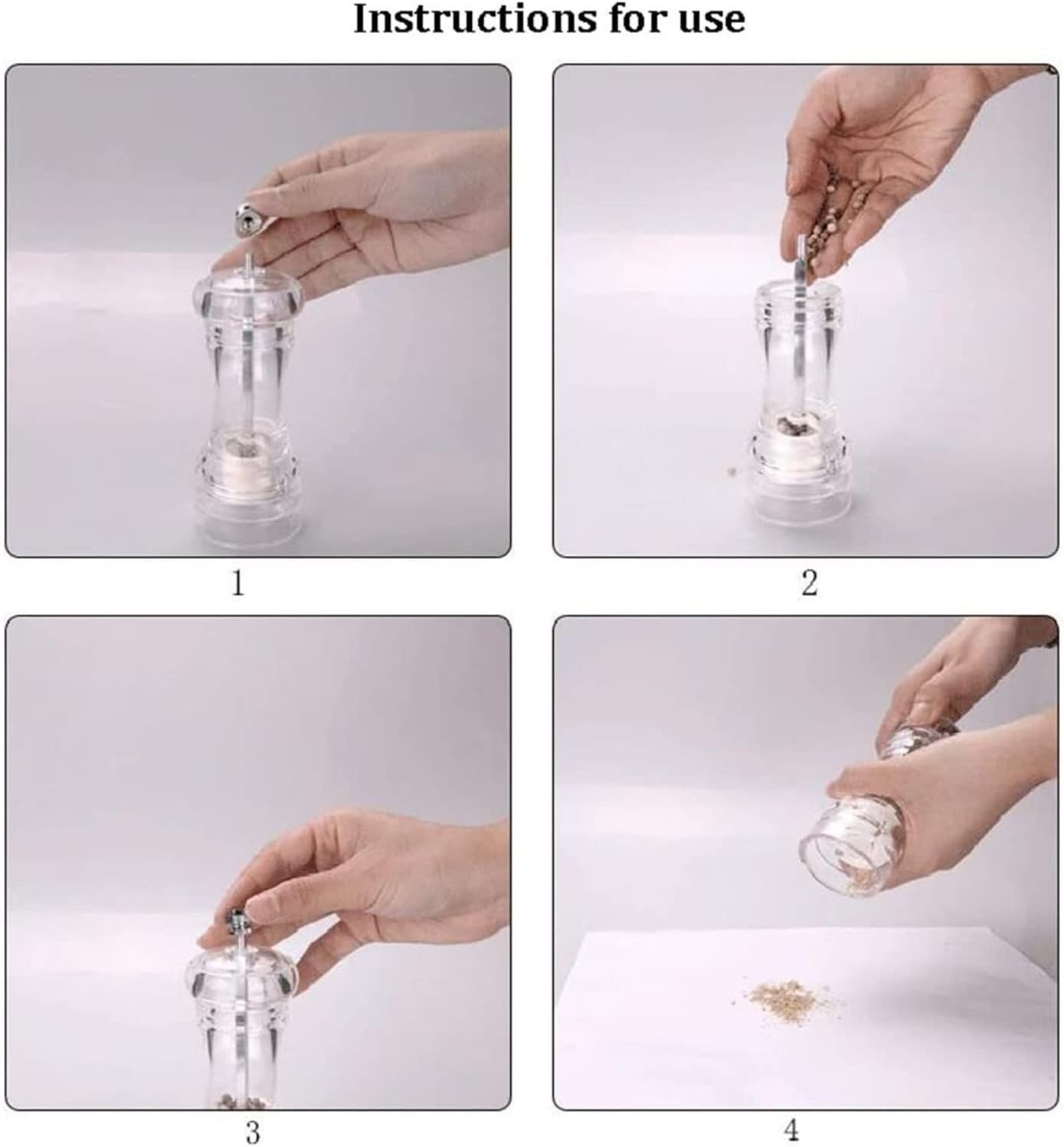 Refillable Pepper Mill Set 2pcs Manual Salt and Pepper Mill