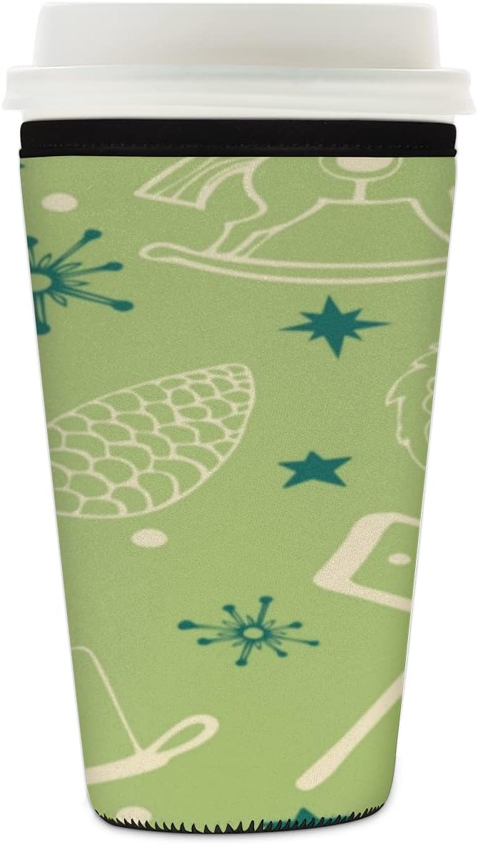 Candle Christmas Tree Iced Coffee Sleeve for 30-32 Oz Reusable Cups