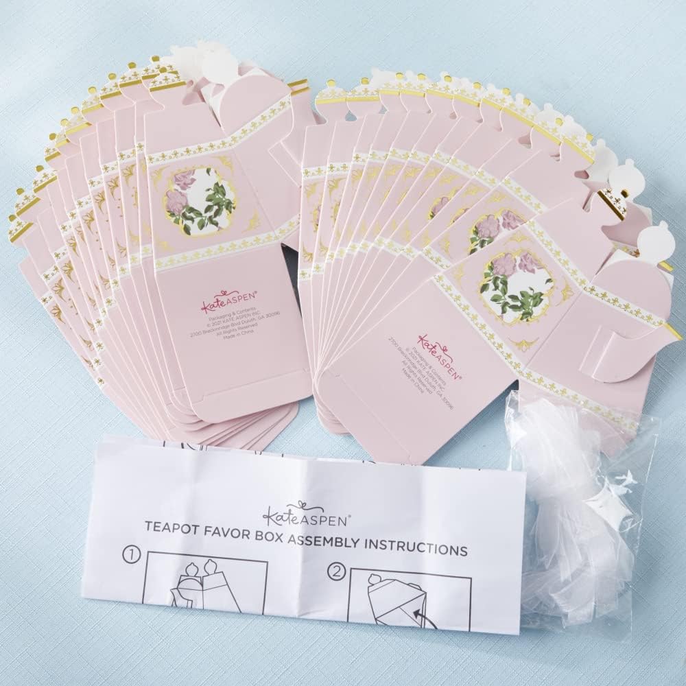 Kate Aspen Tea Party Favor Box Set of 24 Pink Gold Foil