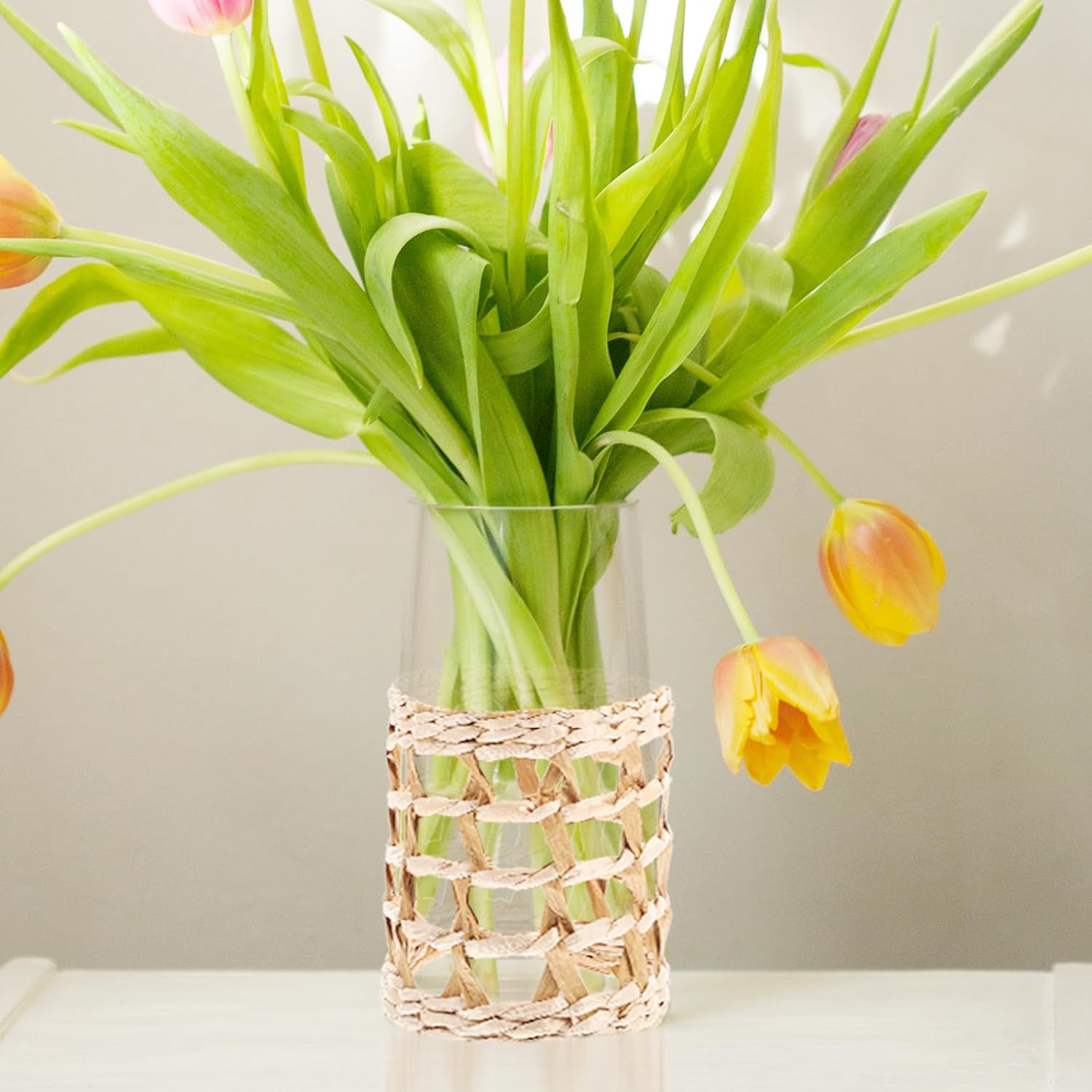 GANAZONO Reusable Rattan Vase Sleeve Set
