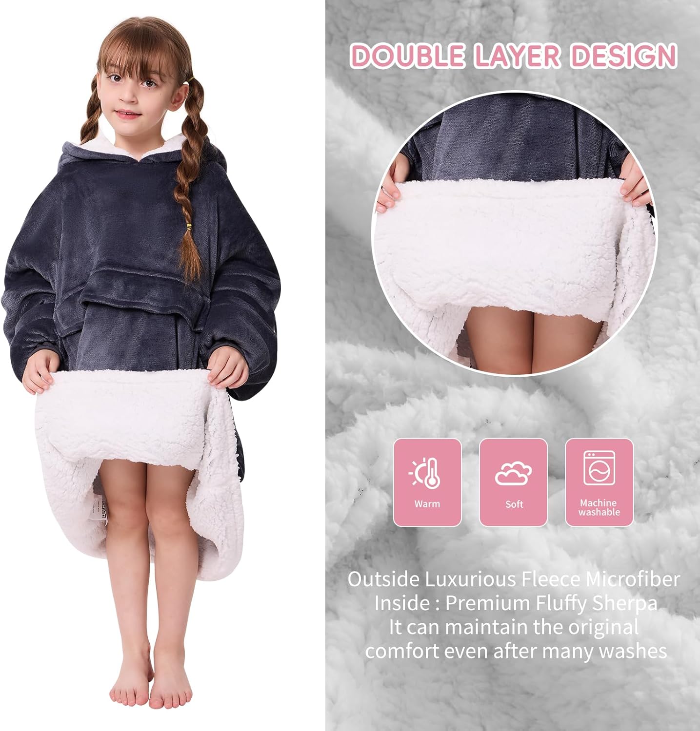 Yescool Wearable Blanket Hoodie for Kids