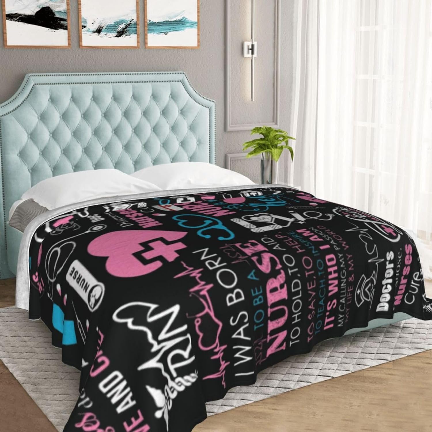 Funny Nurse Gifts for Women Soft Flannel Blanket