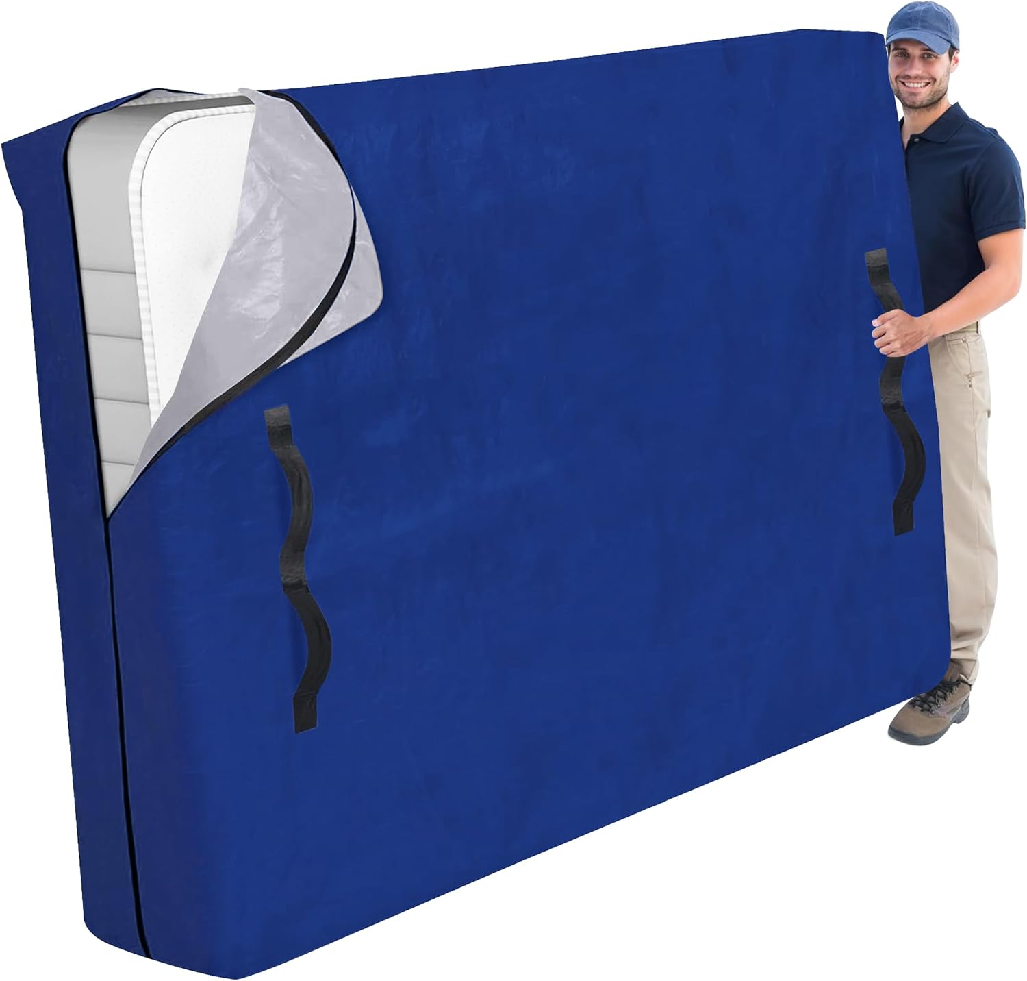 Cosy Family Mattress Encasement with 8 Handles - Queen Size Blue