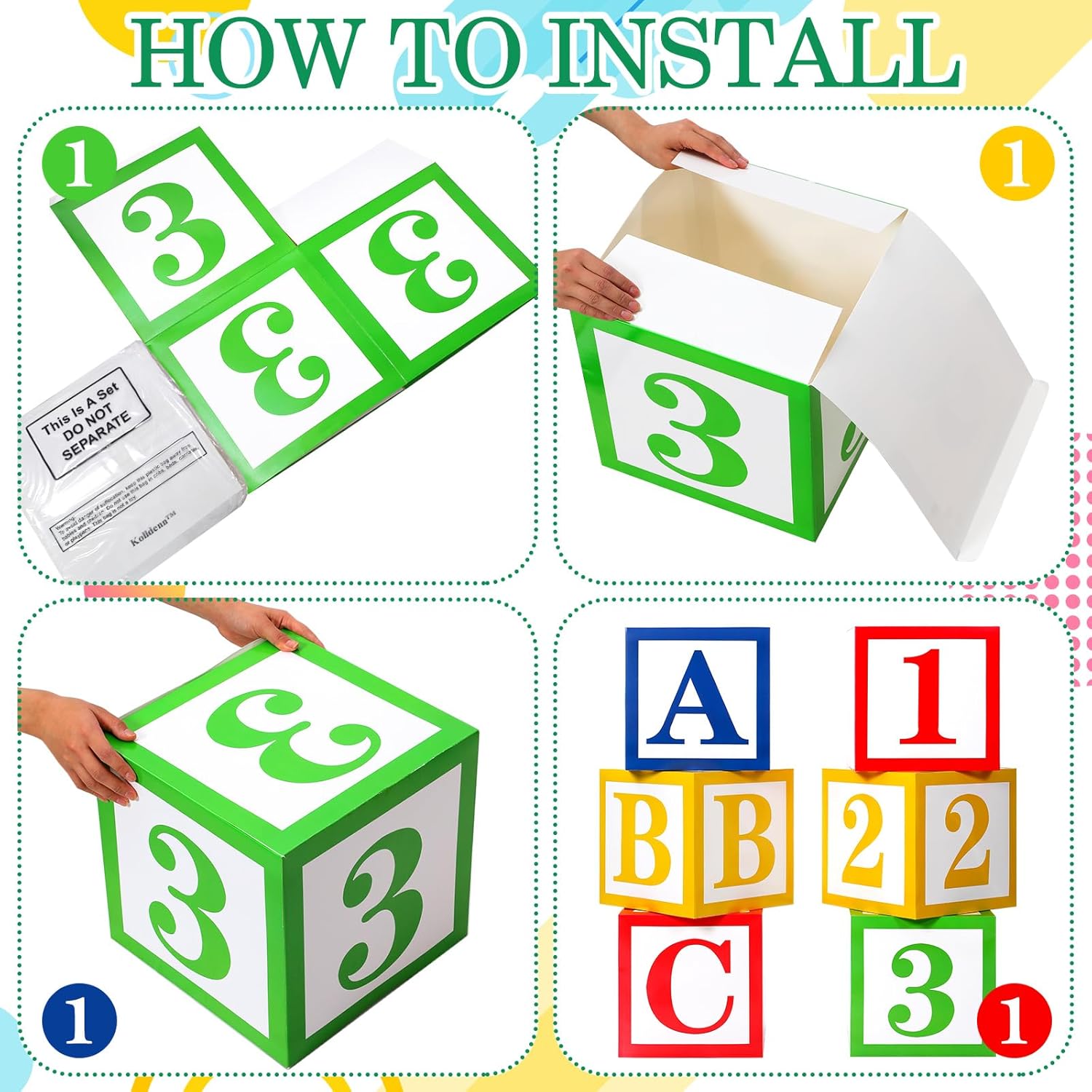 Kolldenn ABC 123 Party Decor Balloon Boxes Set