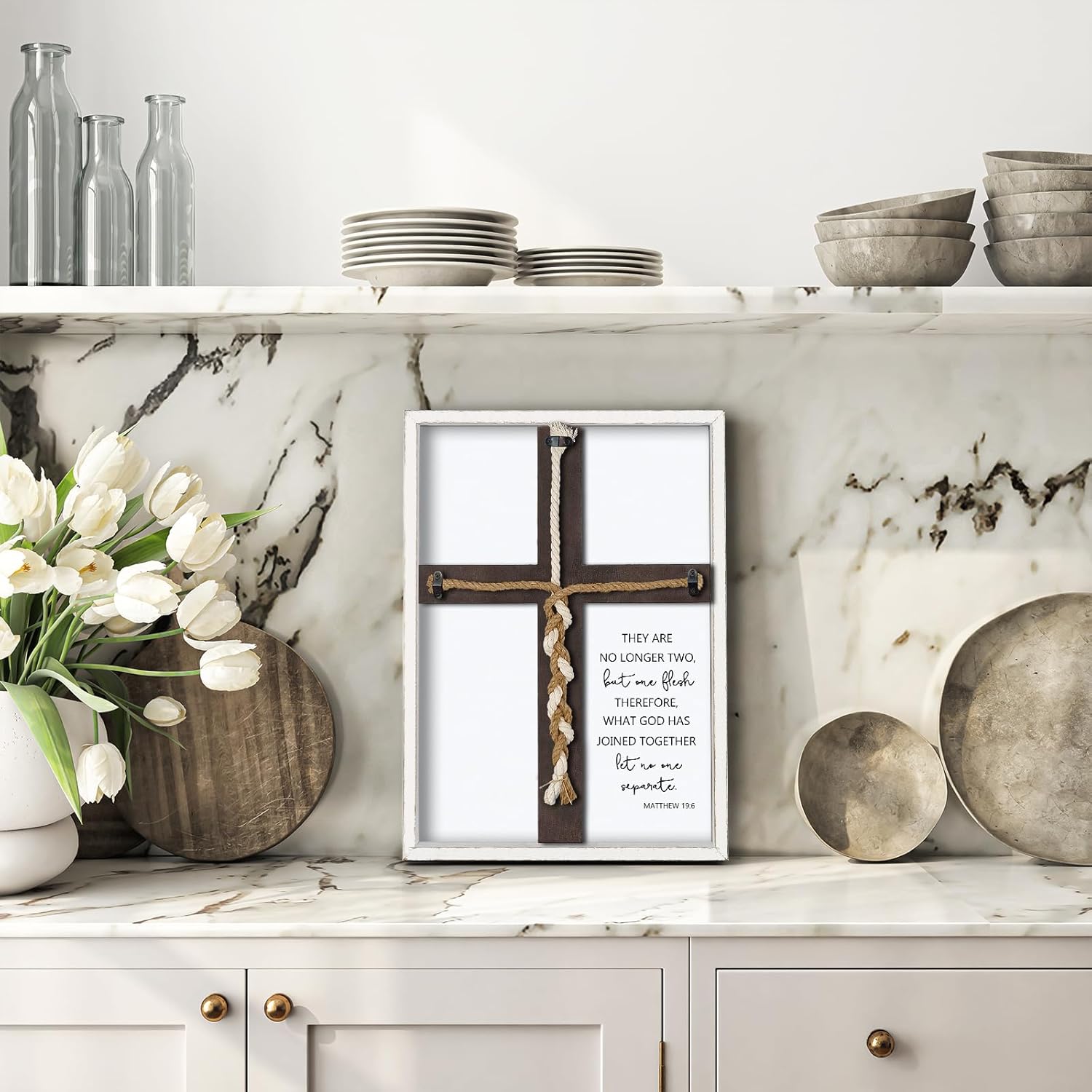Matthew 196 Unity Cross Wedding Sign Wall Decor White