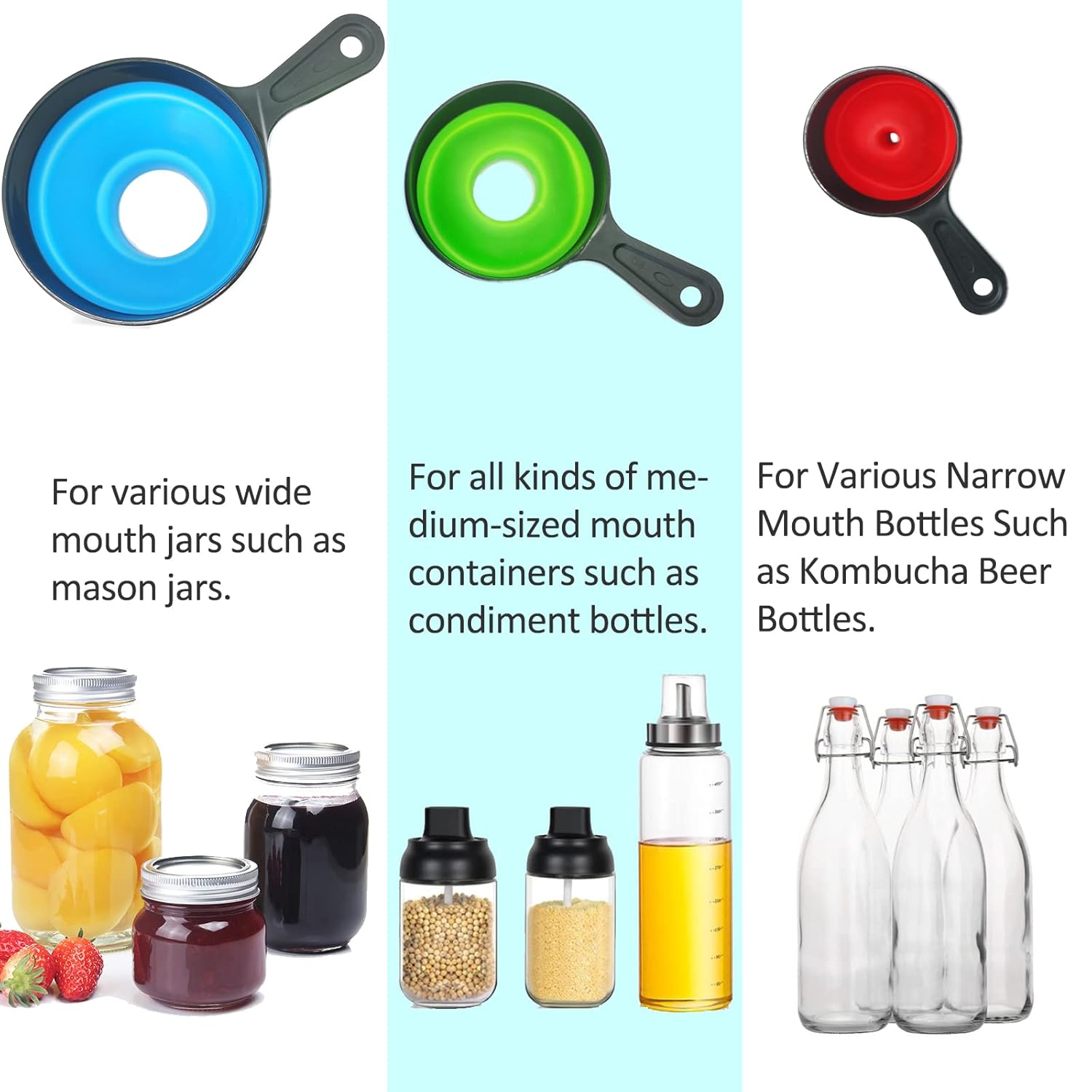 Delove 4 Pack Canning Funnel with Strainer