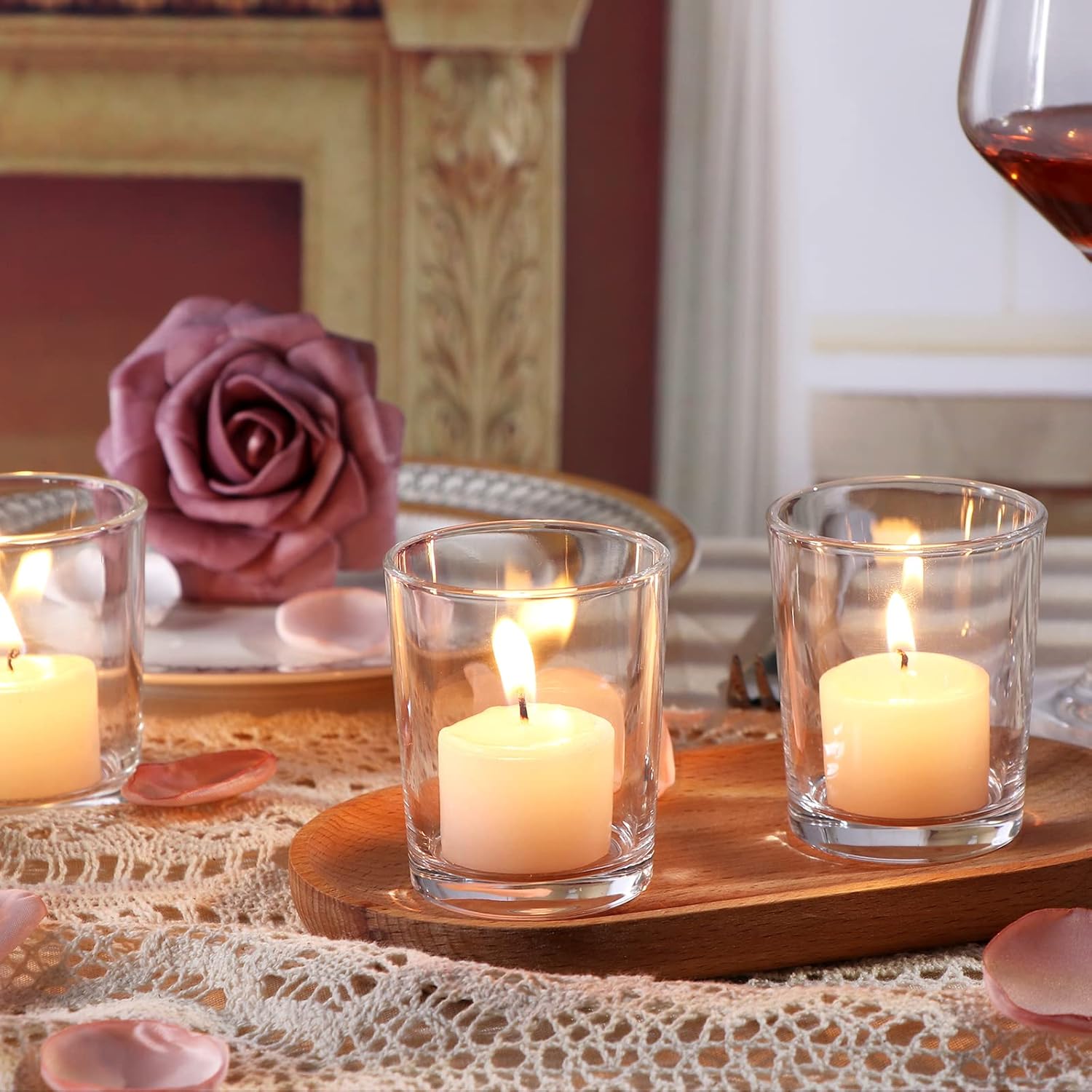 DARJEN Votive Candle Holders Set of 12 - Clear Glass Tea Light Holders