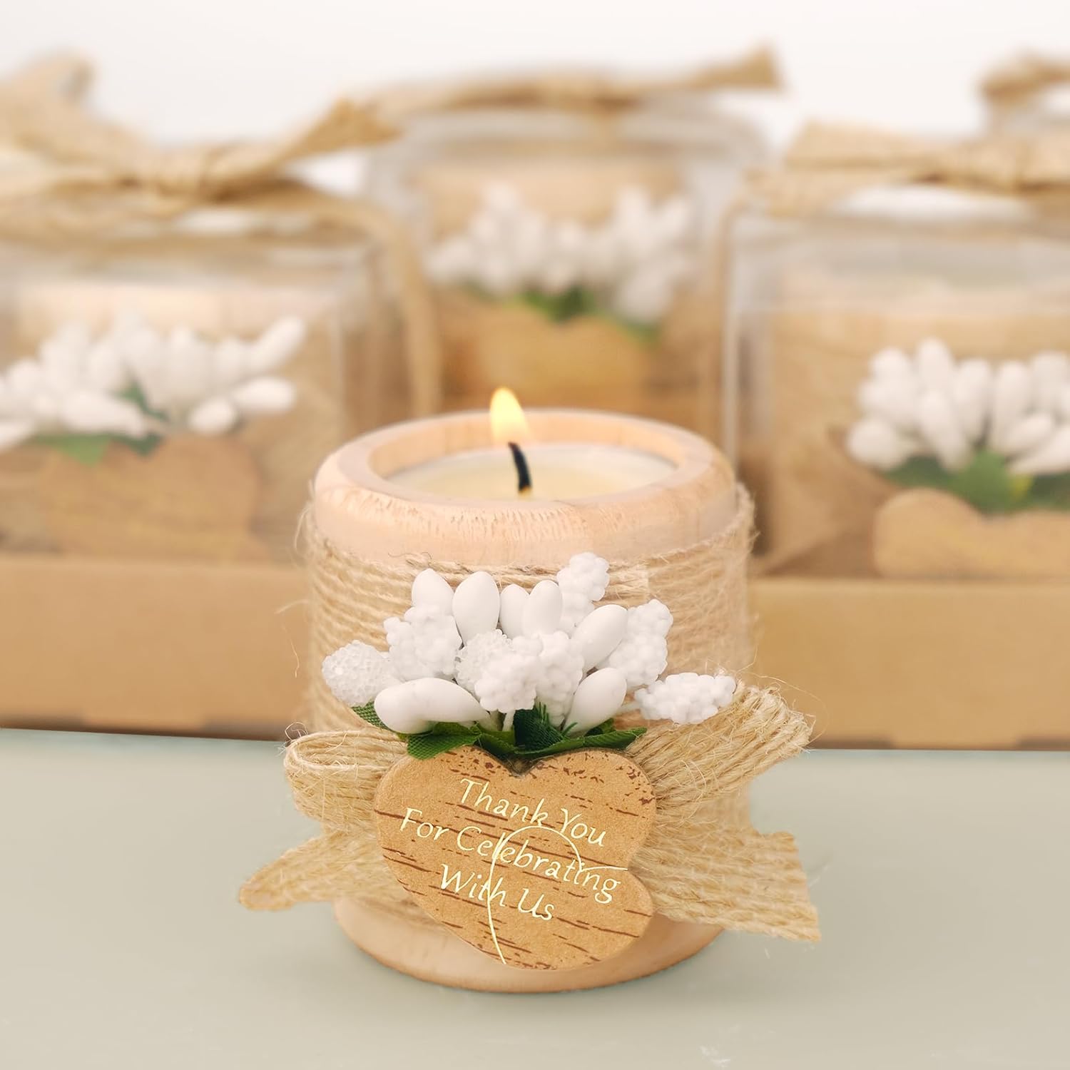 30 Pack Wood Tealight Candle Holders for Wedding Favors