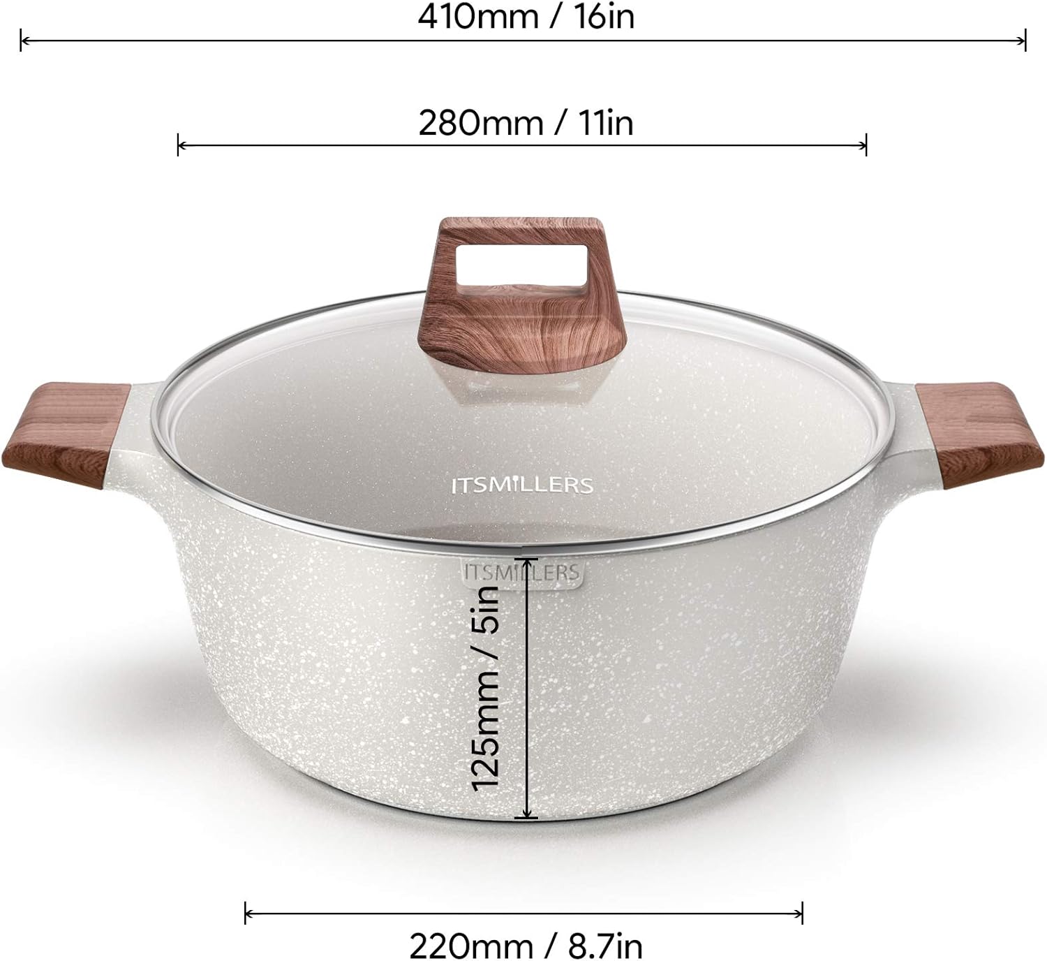 Nonstick Ceramic Casserole with Induction Base 6Qt