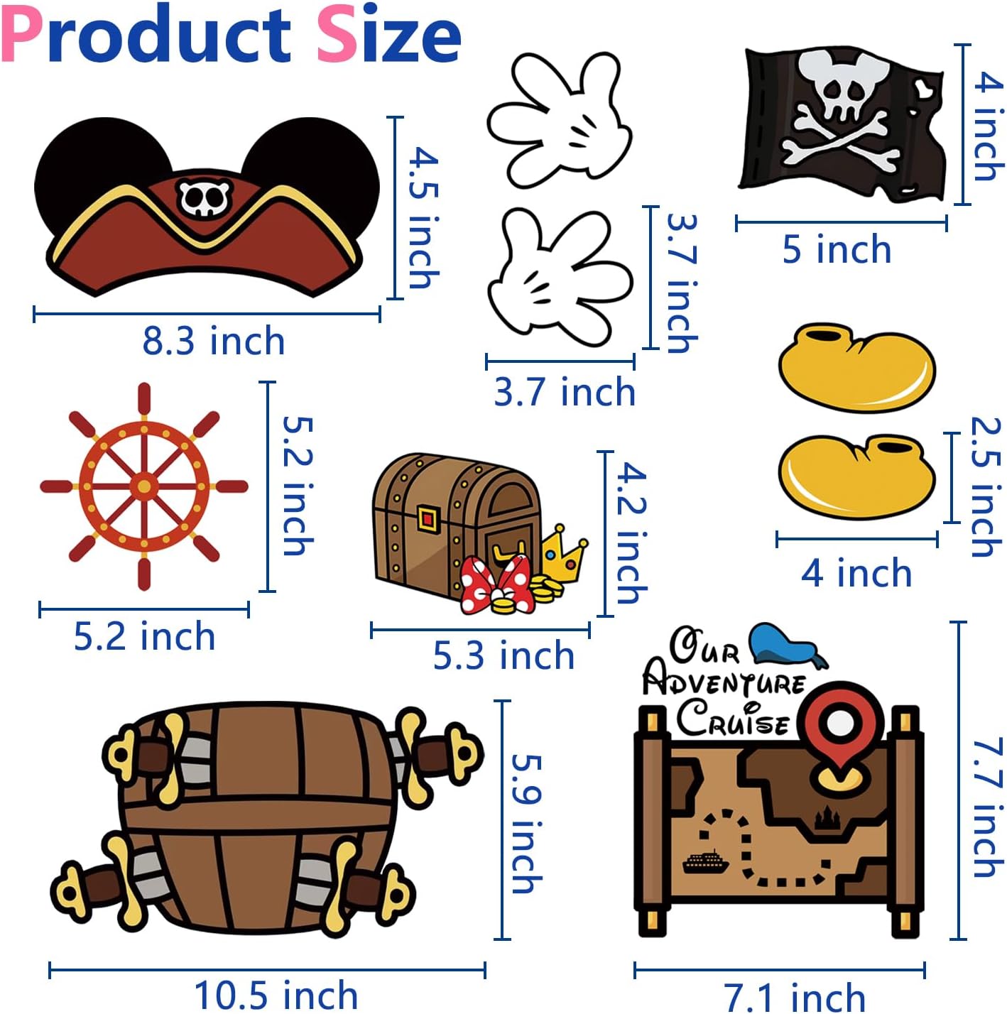 10 Pack Pirate Magnetic Door Decorations