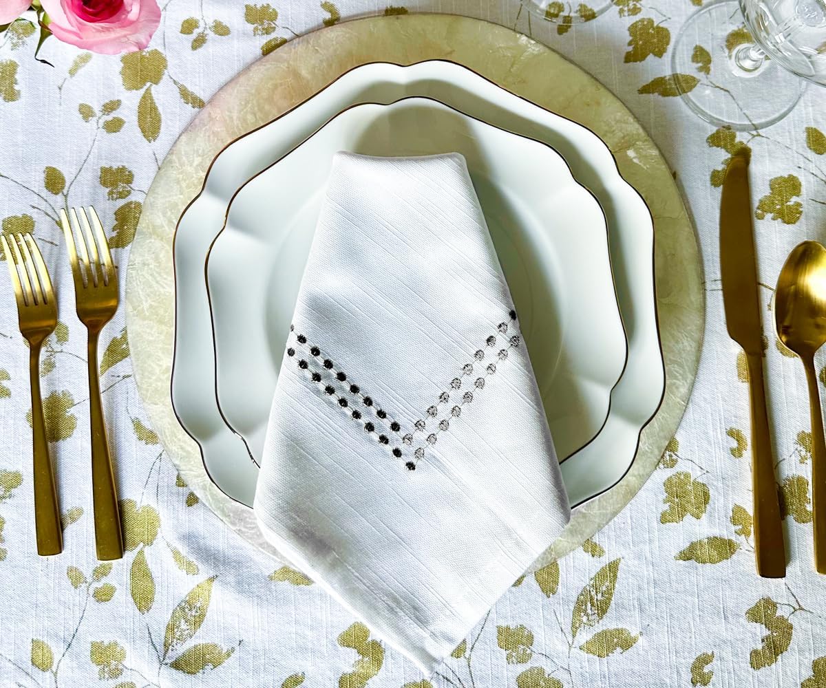 Black and White Cotton Napkins Set of 4