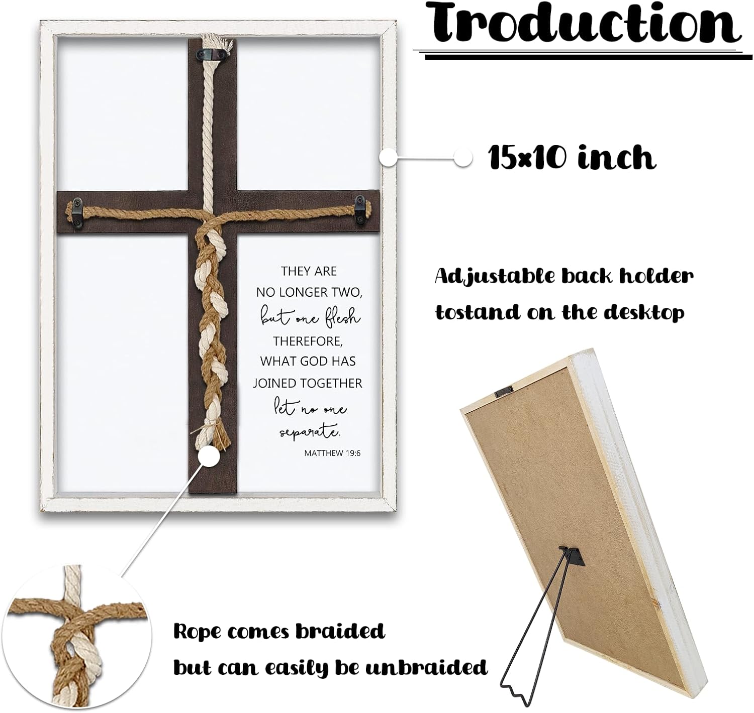Matthew 196 Unity Cross Wedding Sign Wall Decor White
