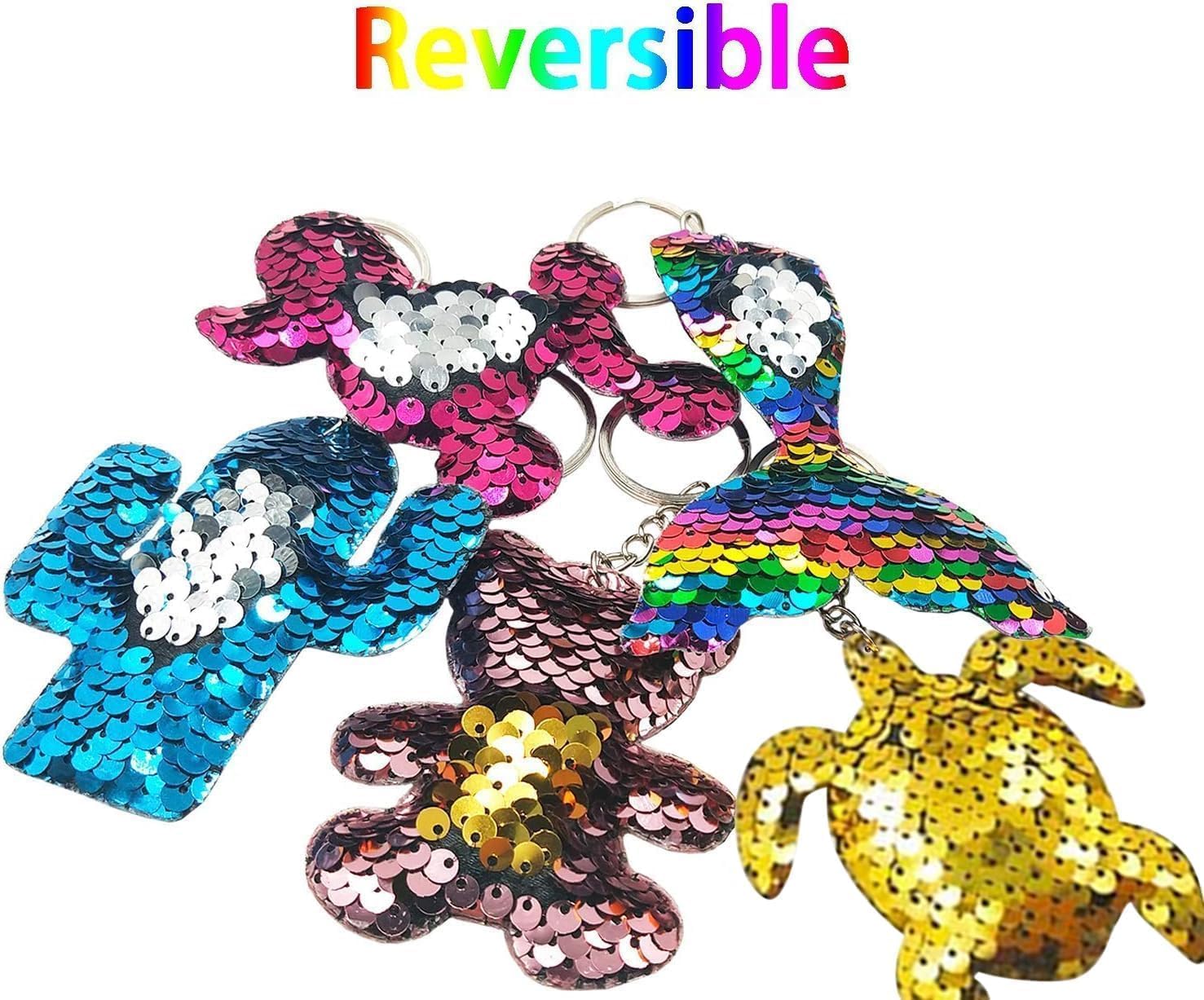 GuassLee 15Pcs Flip Sequin Keychain Set