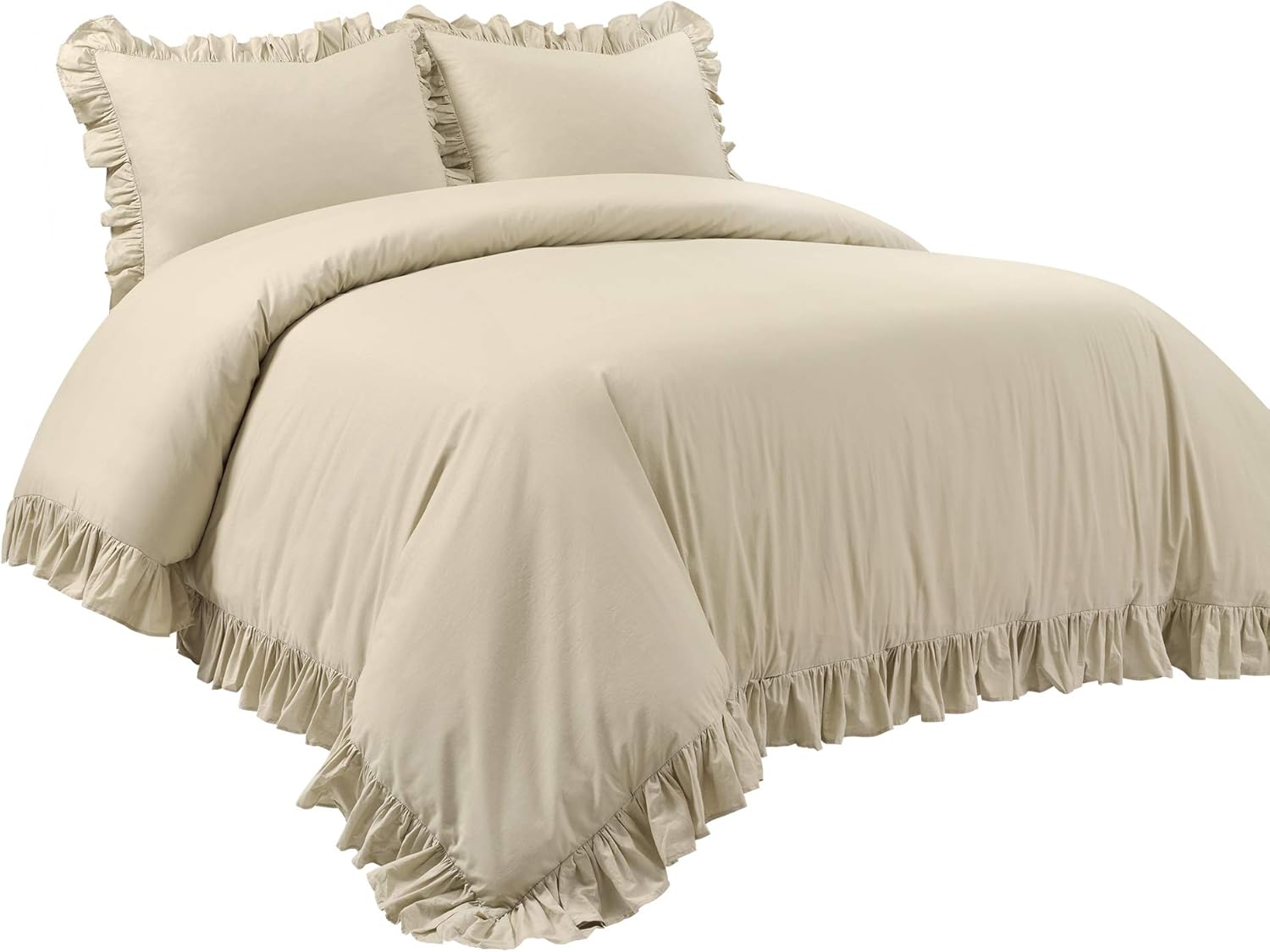 Lush Decor Reyna Soft Knitted Ruffle Blanket King Wheat