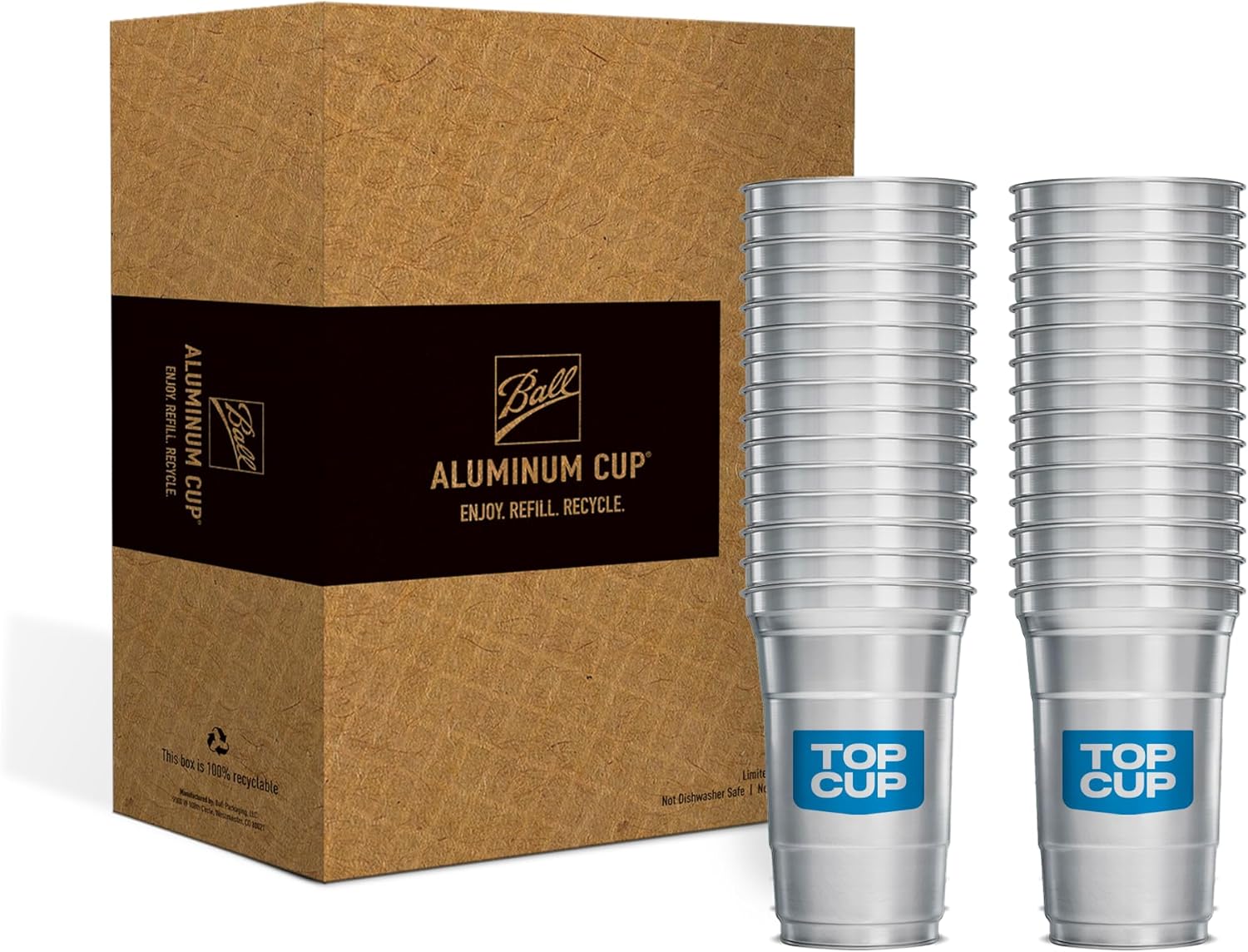 Top Cup by Ball 20 Ounce 30 Count Reusable Aluminum Party Cups