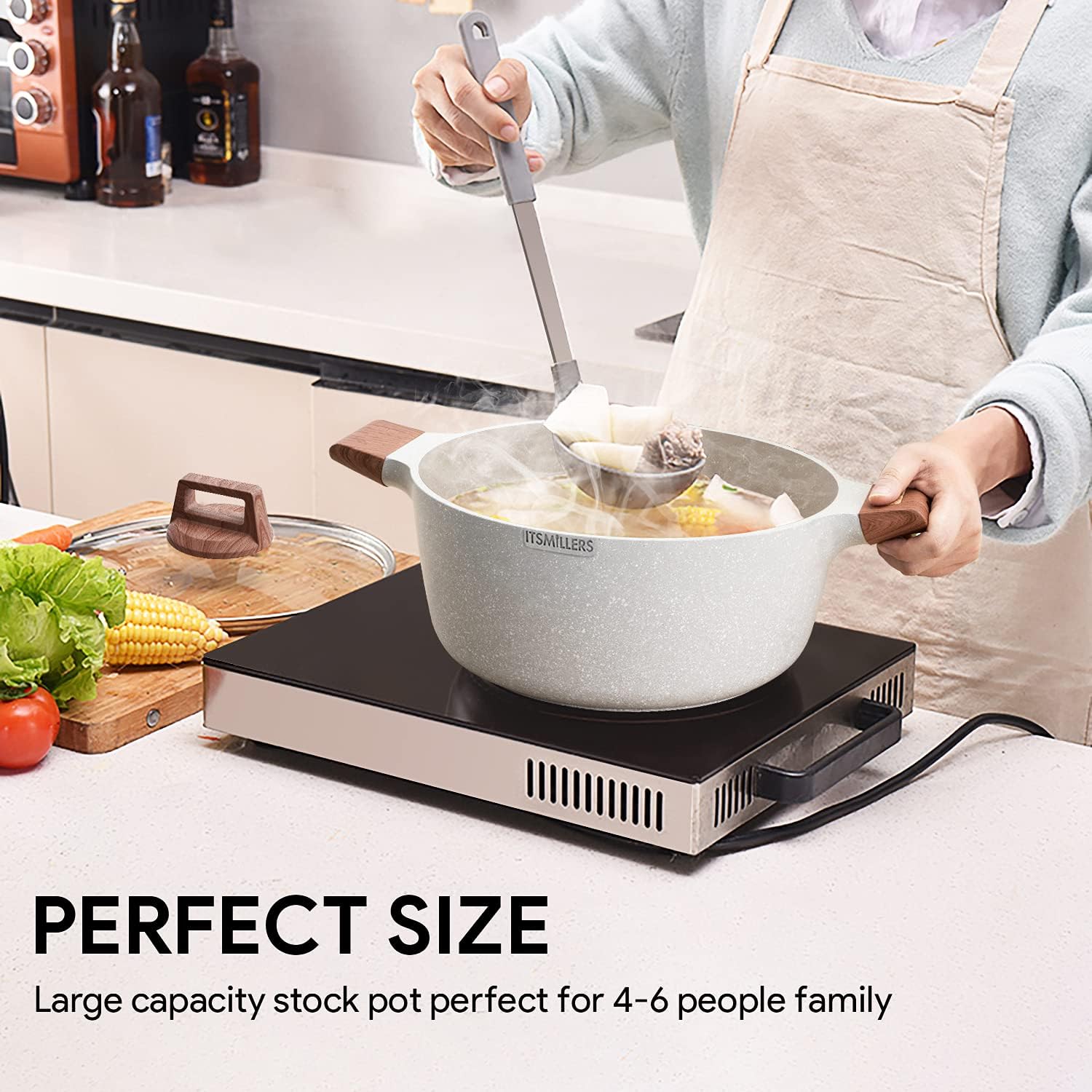 Nonstick Ceramic Casserole with Induction Base 6Qt