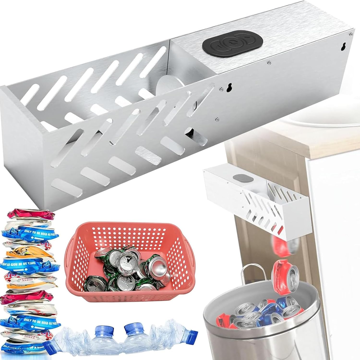 12 16oz Electric Metal Can Crusher with Bottle Opener