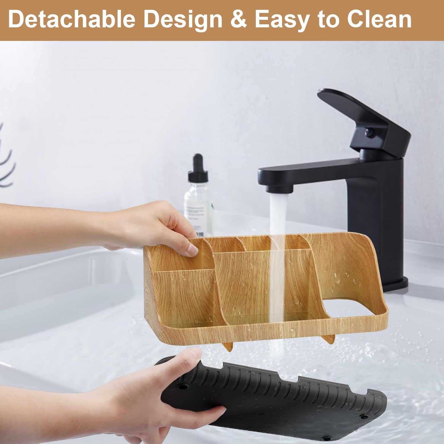 GFWARE 7 Slot Wood Toothbrush Holder Organizer