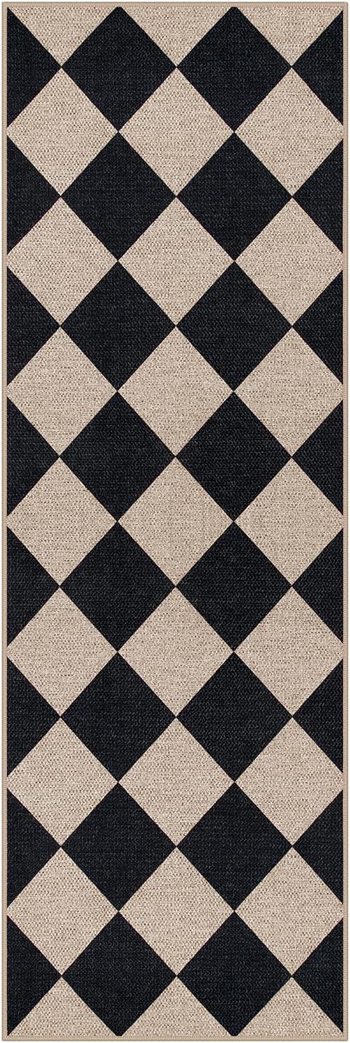 Lahome Checkered Jute-Inspired Rug 2x6