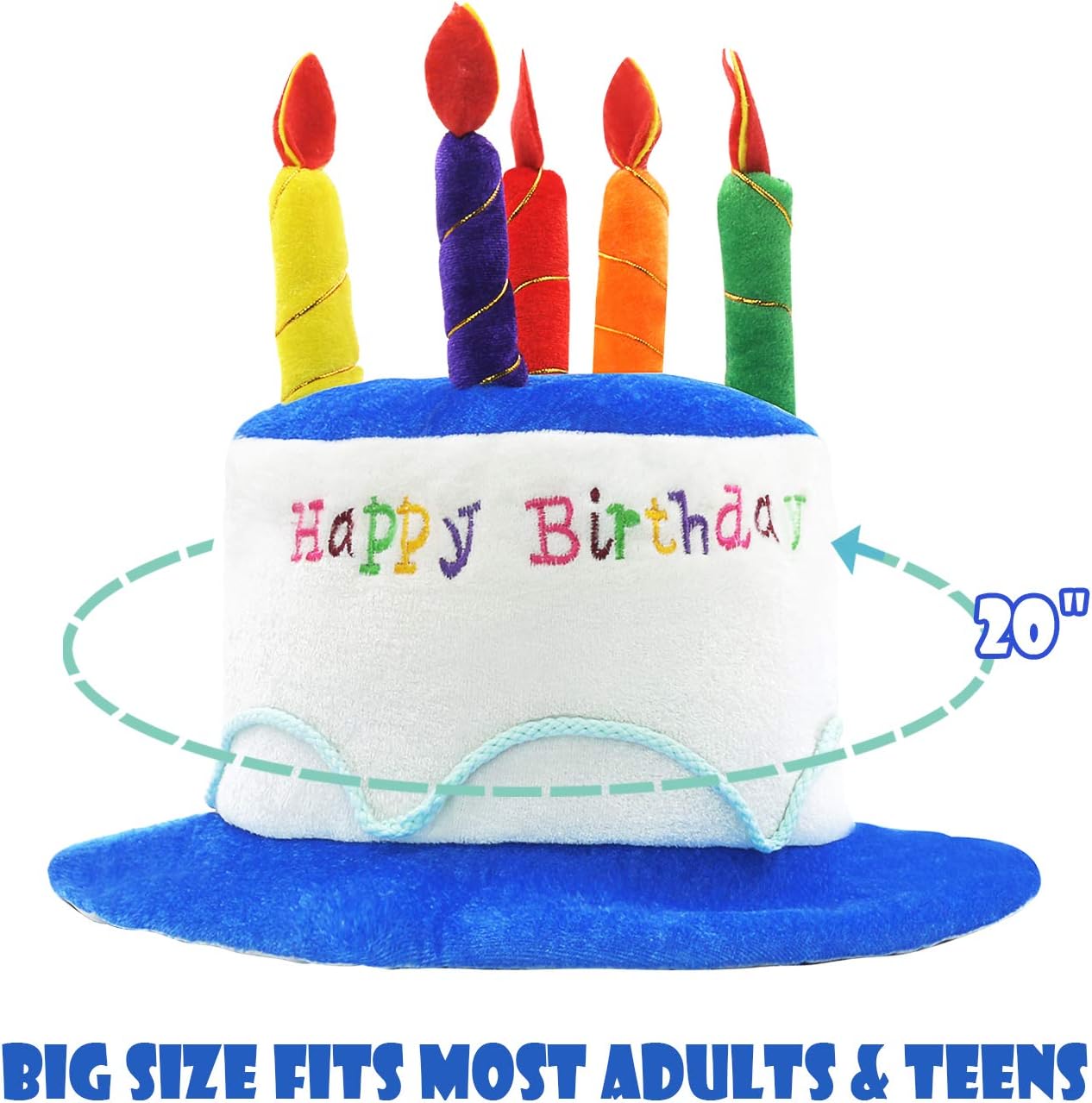 Novelty Place Blue Plush Happy Birthday Cake Hat