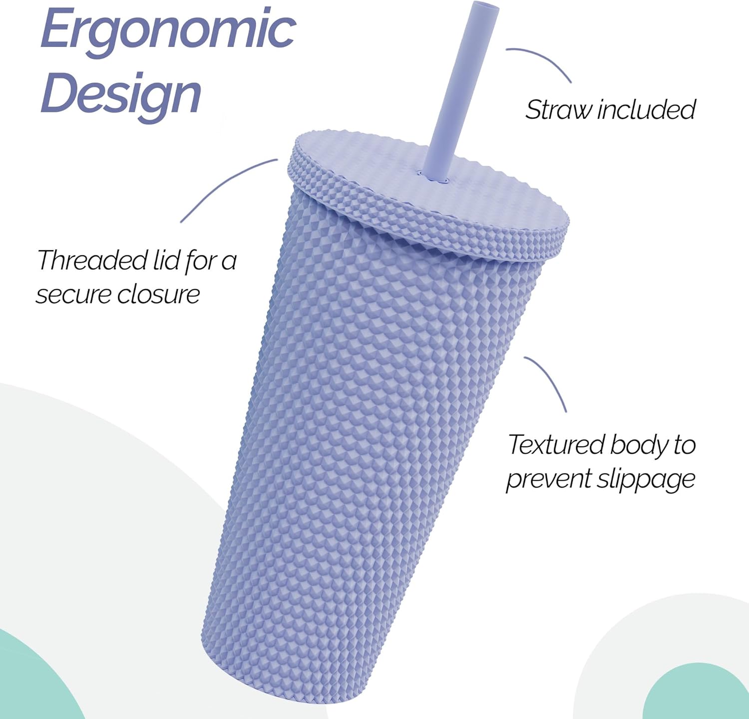 Copco 22oz Studded Insulated Tumblers with Straw and Lid Set of 2