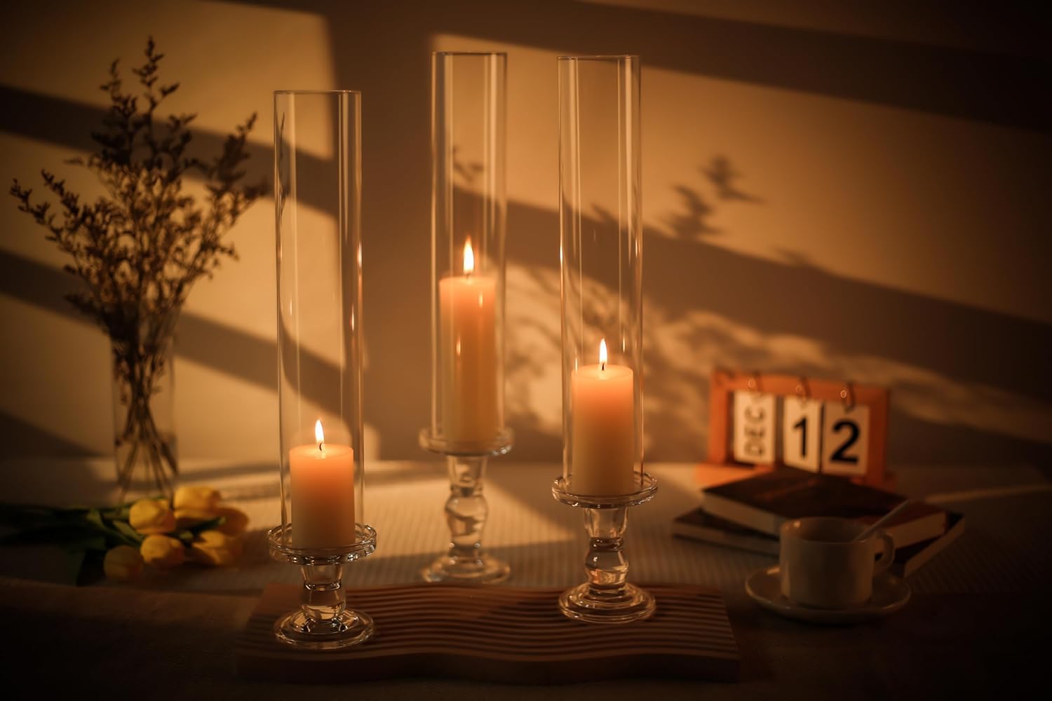 CYS EXCEL 6-Piece Clear Glass Hurricane Candle Holder