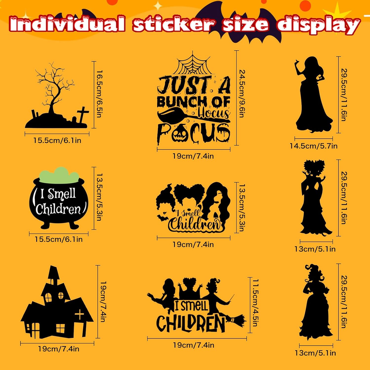 99PCS Halloween Window Stickers Silhouette Decorations