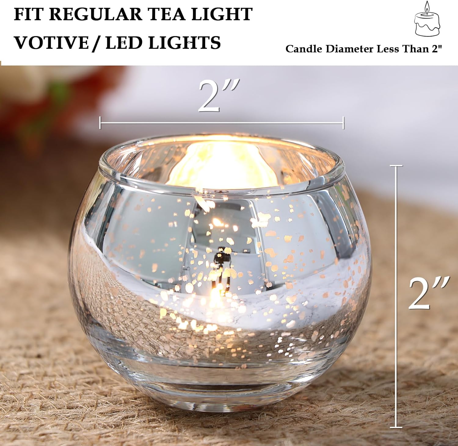 Volens Round Silver Votive Candle Holders Set of 12