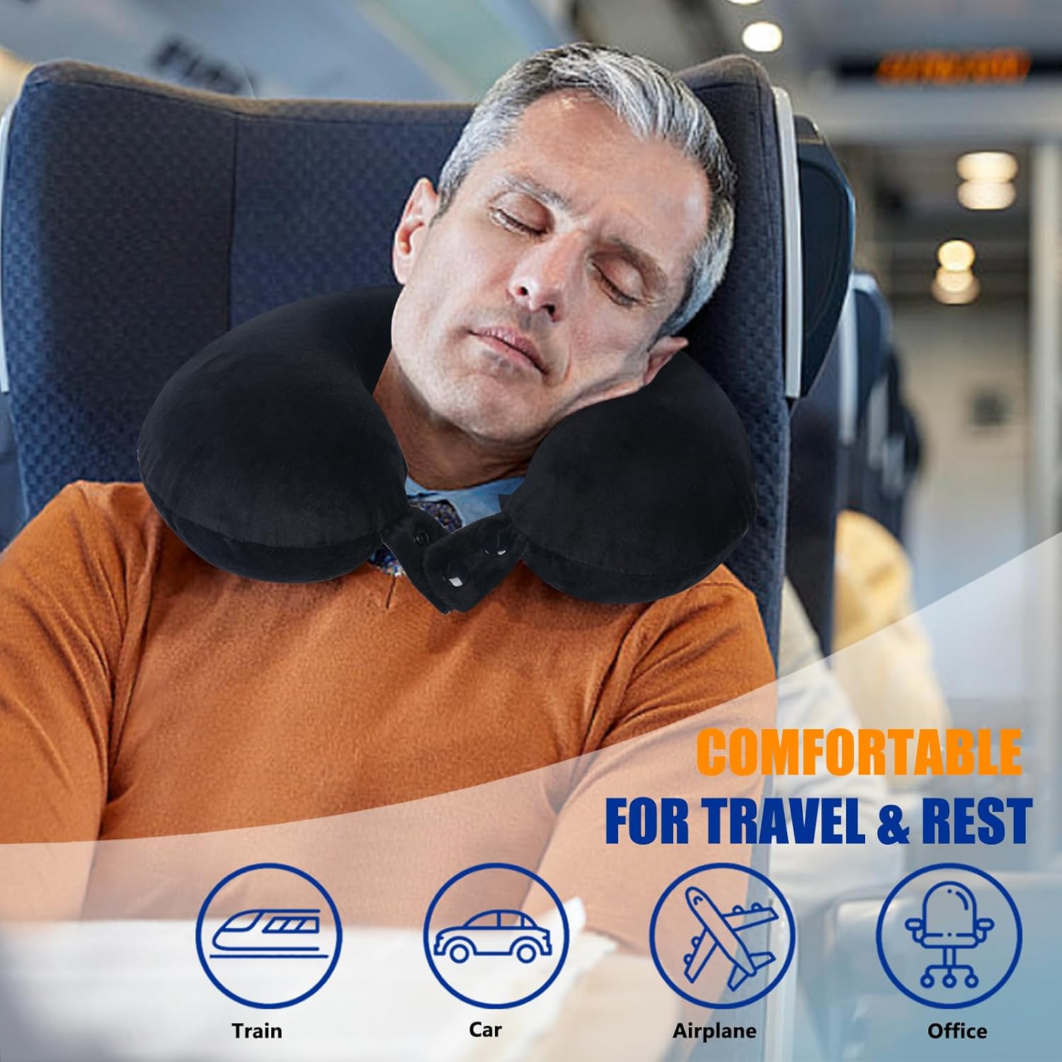SAIREIDER Memory Foam Travel Pillow with Adjustable Cover