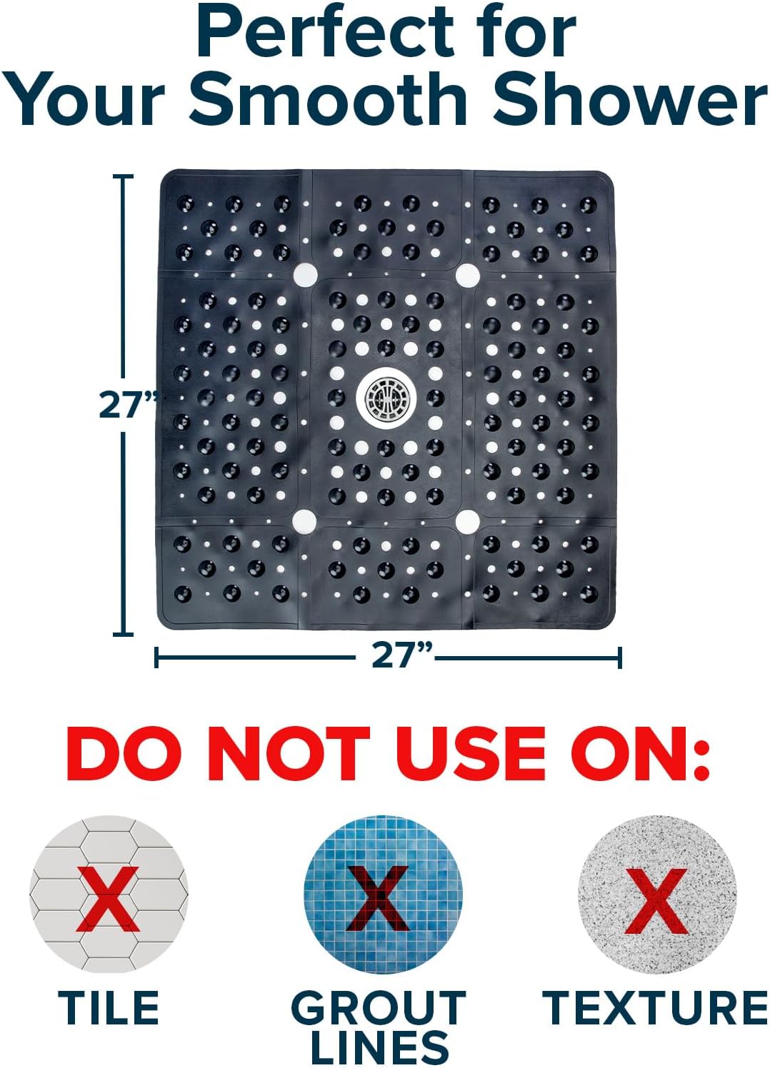 SlipX Solutions 27 Inch Oversize Square Shower Mat