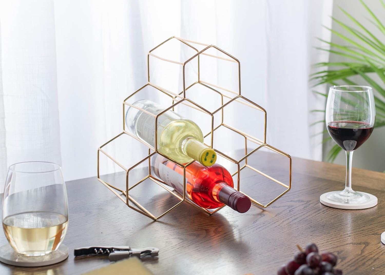 NAT Jules Honeycomb Gold Tone Wine Rack
