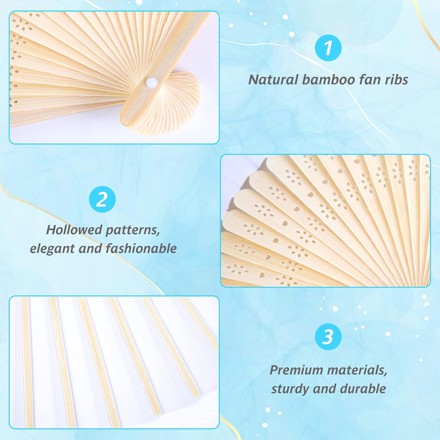 JOHOUSE 28 Pcs White Folding Paper Fans for Wedding and Summer Cooling