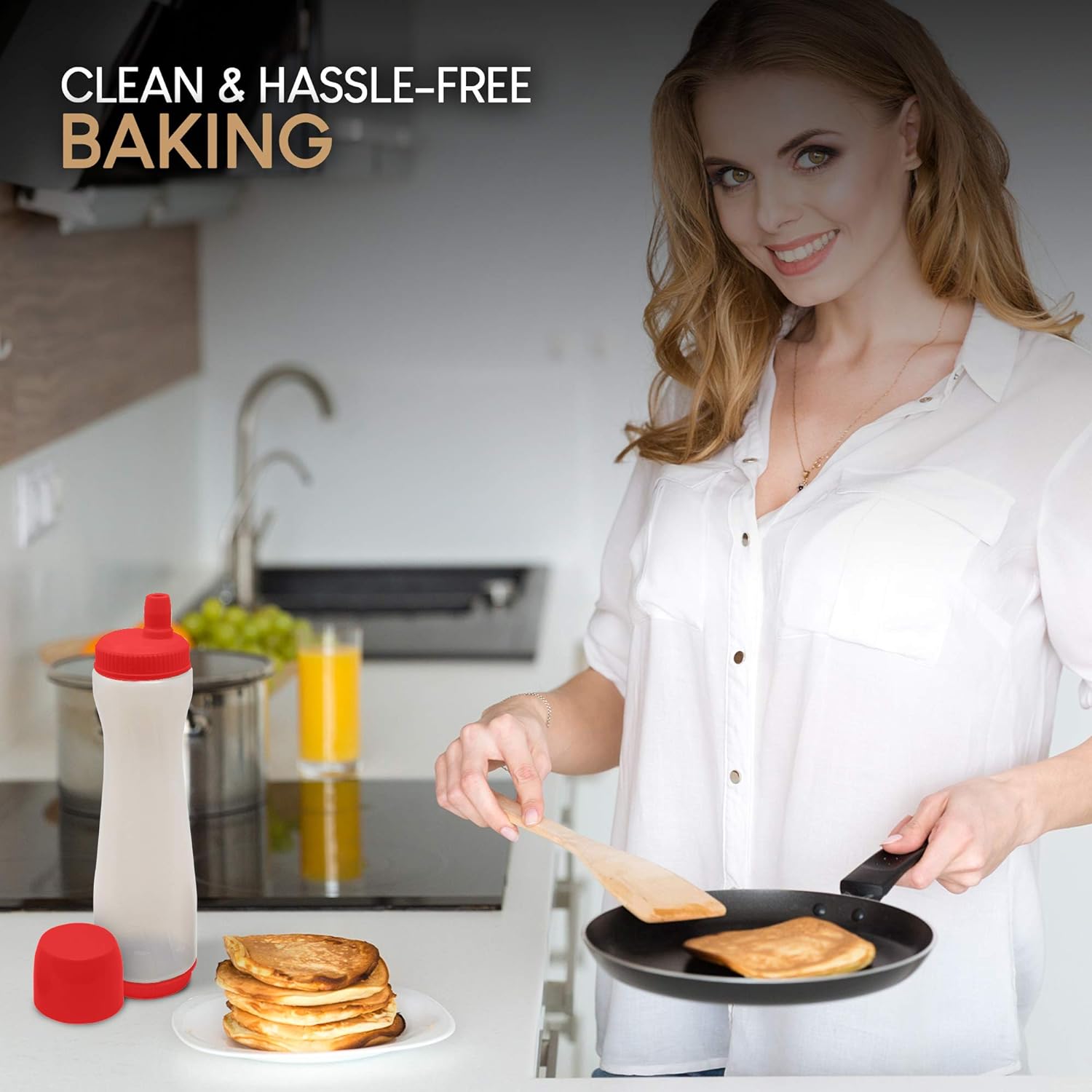 EXULTIMATE Pancake Batter Dispenser Pen 3 Cup Capacity Red