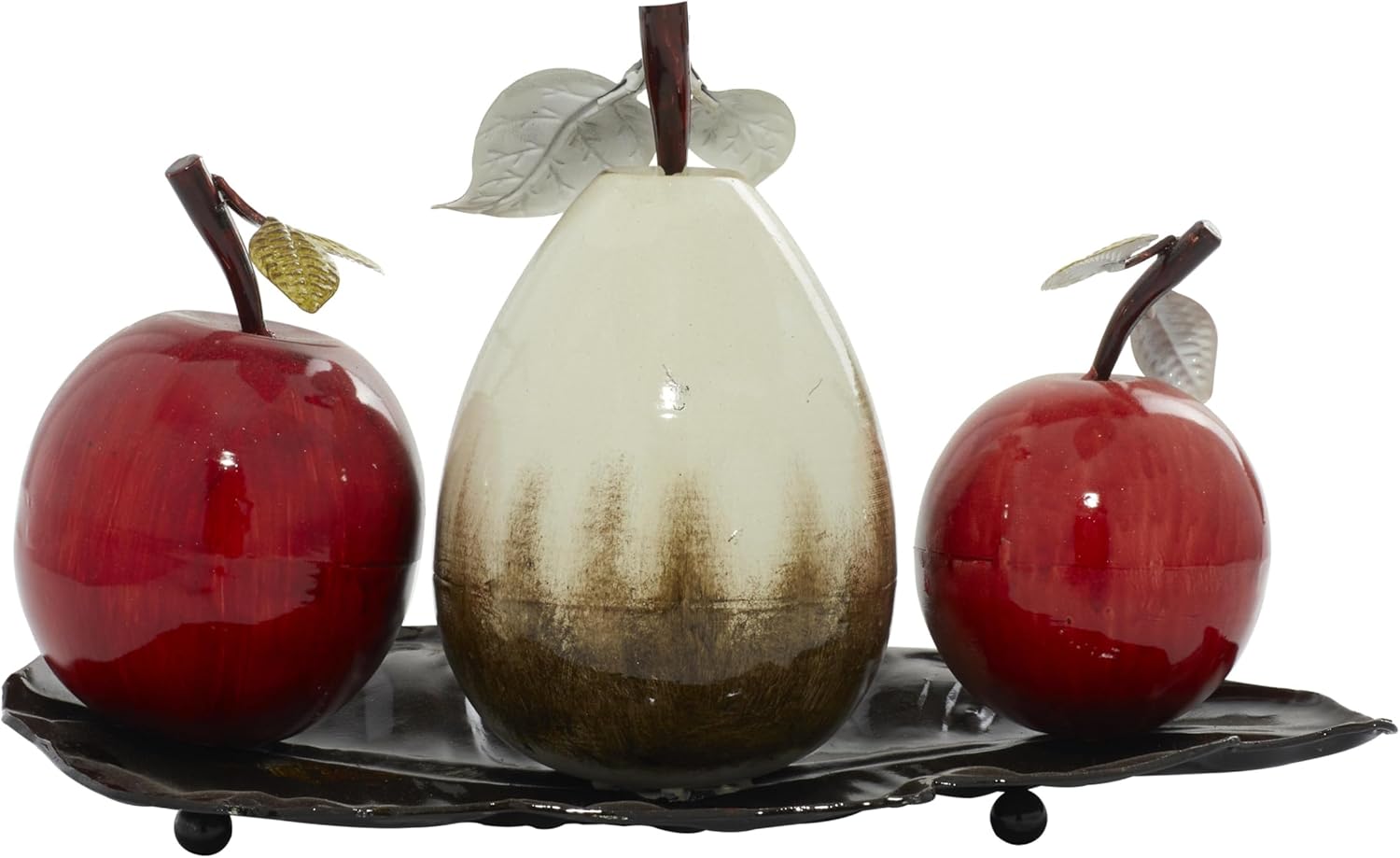 Deco 79 Red Metal Fruit Sculpture Decor Platter